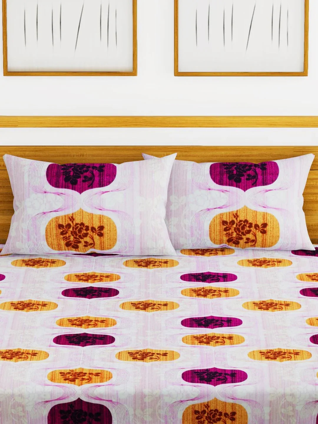 Essenza Cotton King Bed Sheet 220X254 CM in Purple Colour - HomeTown