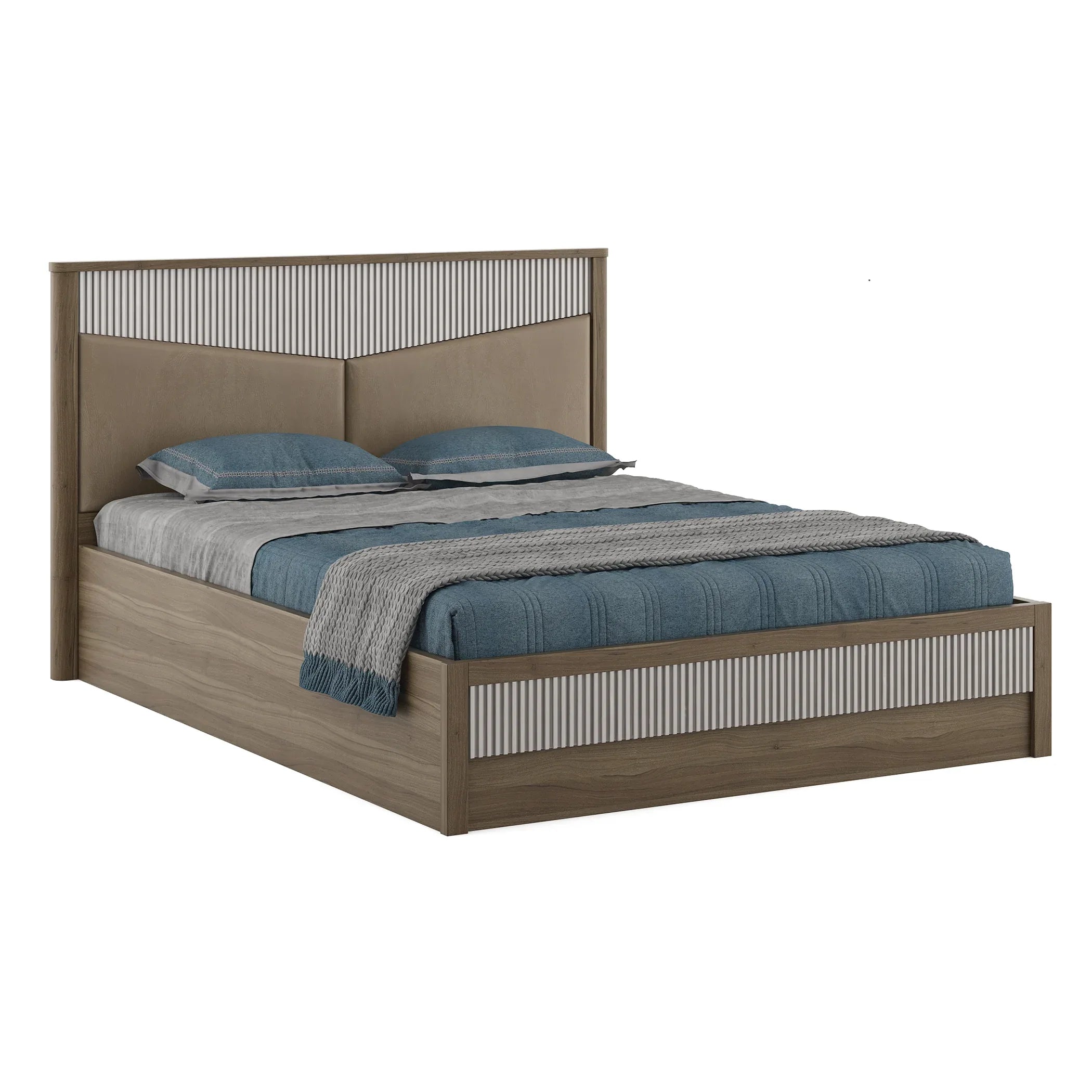 Cascade Queen Bed With Hydraulic storage in Lyon walnut Colour - HomeTown