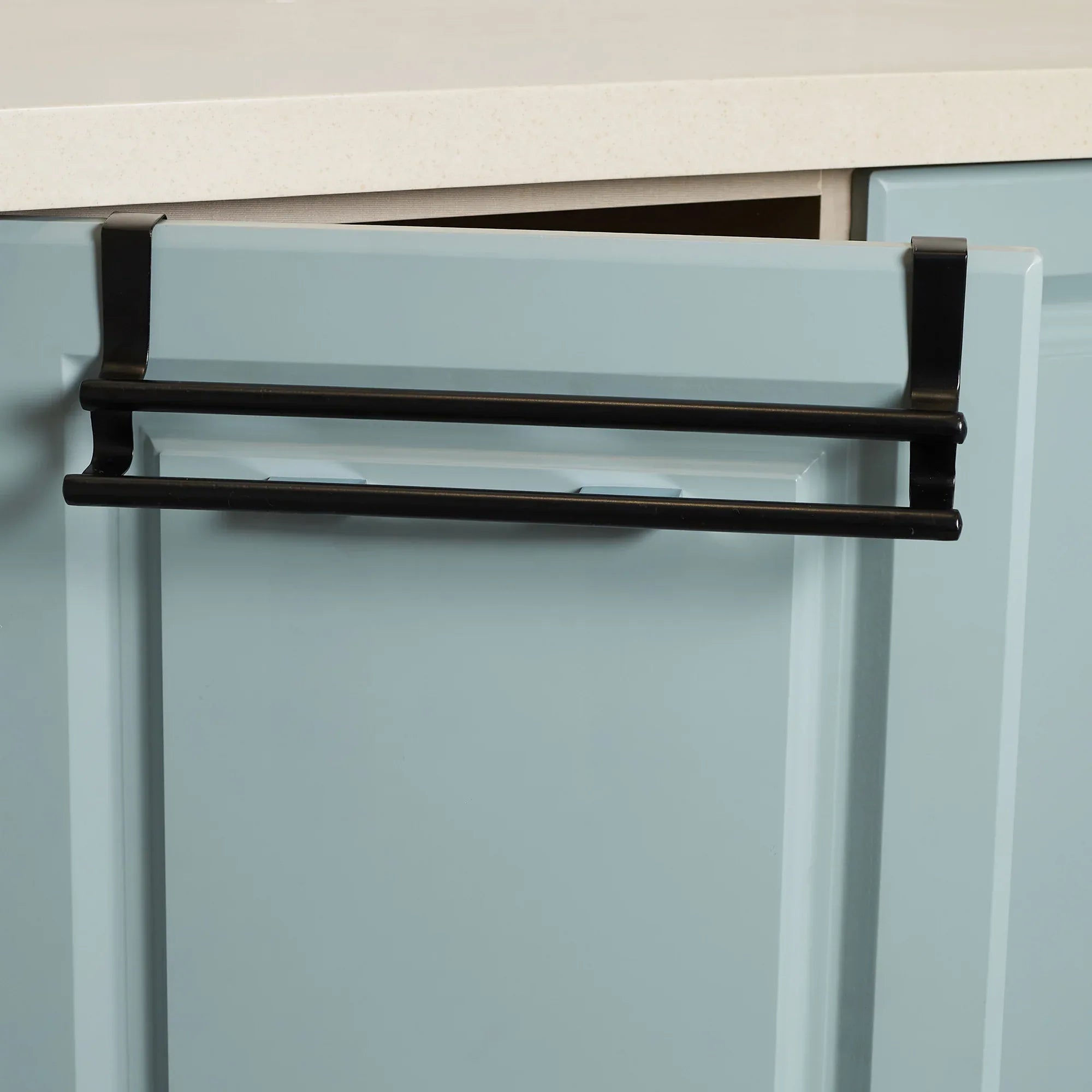 Lattice Metal Space Saver- No Drill- Kitchen Towel Holder over Cabinet Door in Black Colour - HomeTown