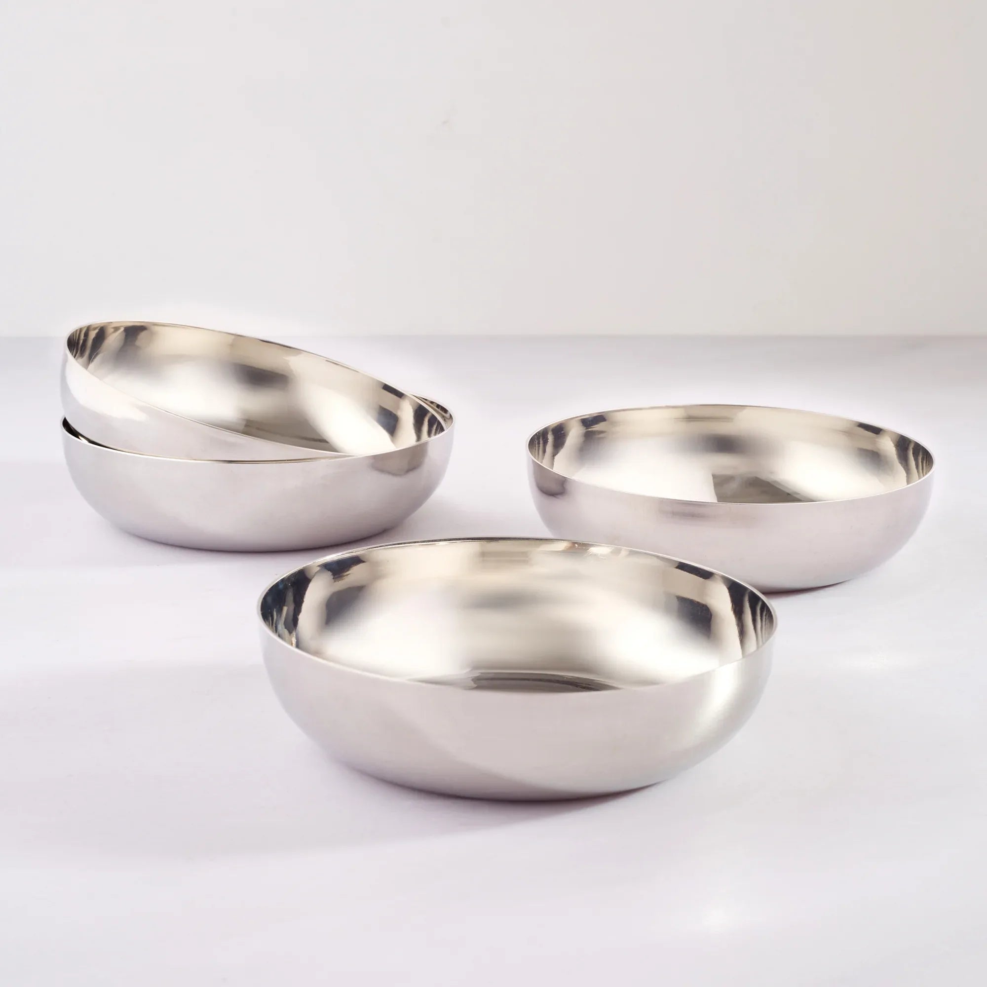 Glisto Stainless Steel Pudding/Dessert Bowl Set of 4 in Silver Colour - HomeTown