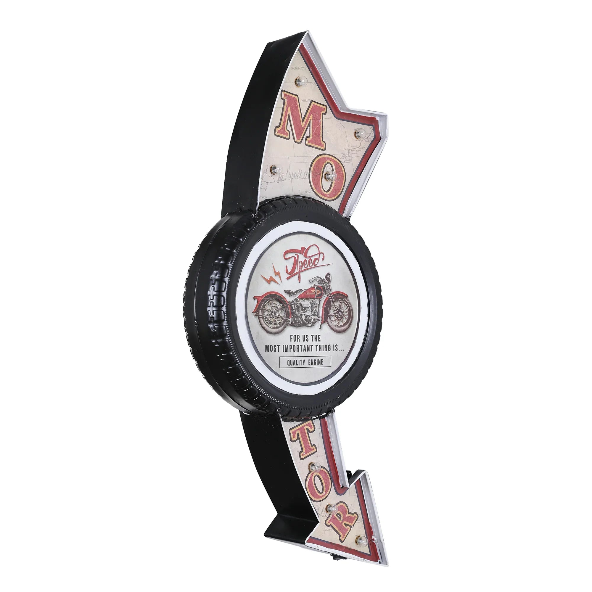 Route 66 Metal Metal Motor Led Wall Decor 31X73Cm in Multicolor Colour by Living Essence in Multicolor Colour - HomeTown