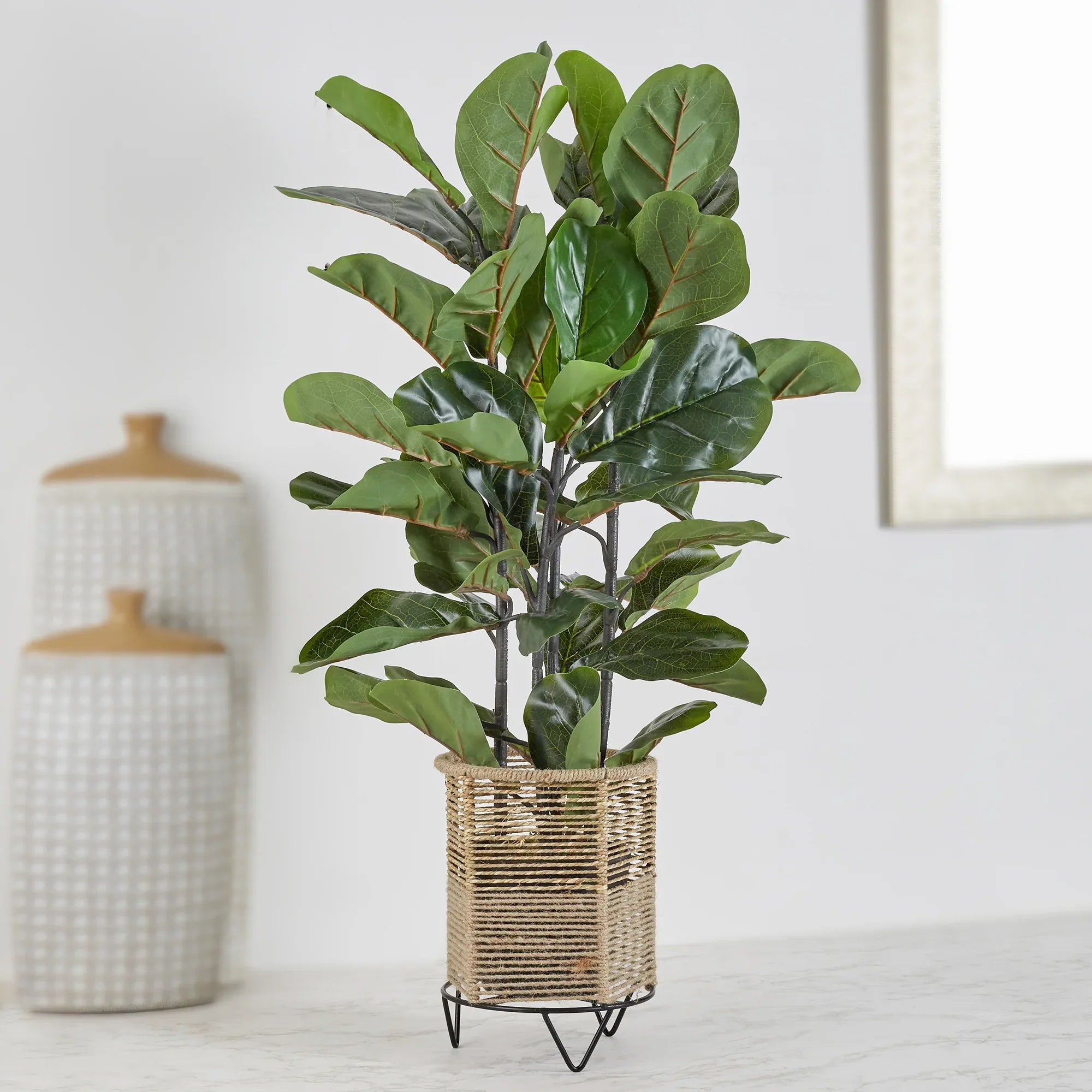 Ilana Artificial Fiddle Potted Plant 90Cm in Green Colour - HomeTown