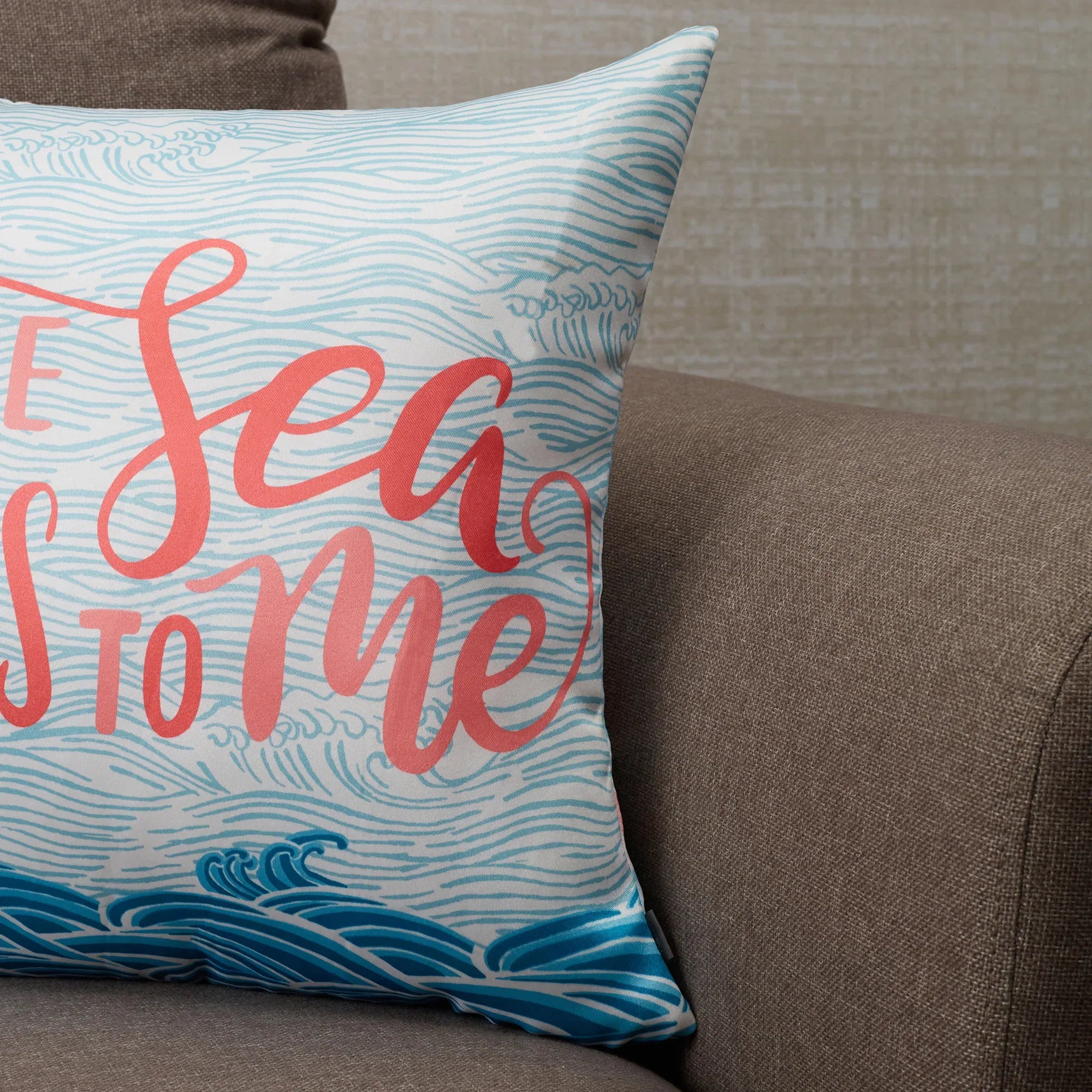 Bahamas Satin Digital Printed Cushion Cover 40x40 Cm in Aqua Colour - HomeTown