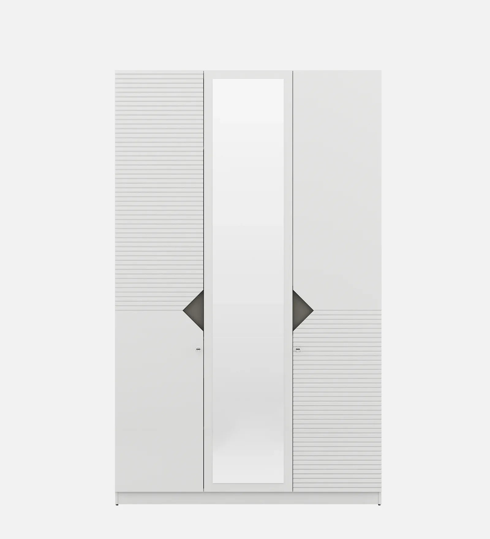 Gwen Three Door Wardrobe With Mirror in White Colour - HomeTown