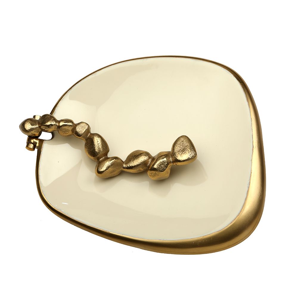Stones Serving ware Ivory enamle - Napkin Holder Gold