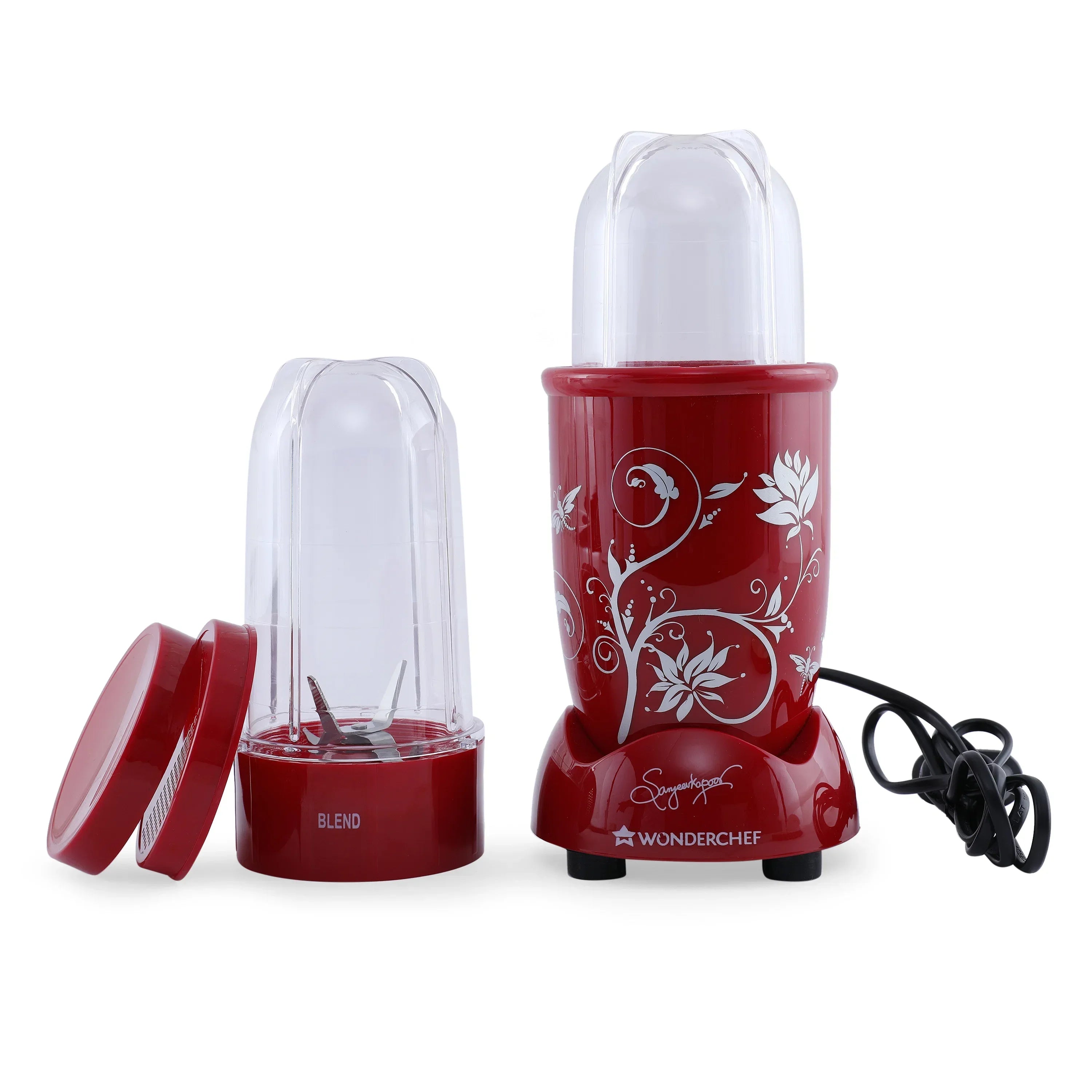Sanjeev Kapoor Nutri Blend 22000 RPM Mixer Grinder & Blender Stainless steel Blades 2 Unbreakable Jars 400 W in Red Colour - HomeTown