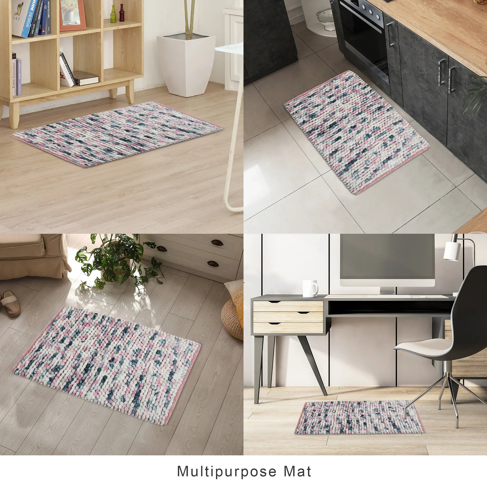 Emilia Micro Chenille Multipurpose Loop Bath Mat 50x80 Cm in Blush Blue Colour - HomeTown