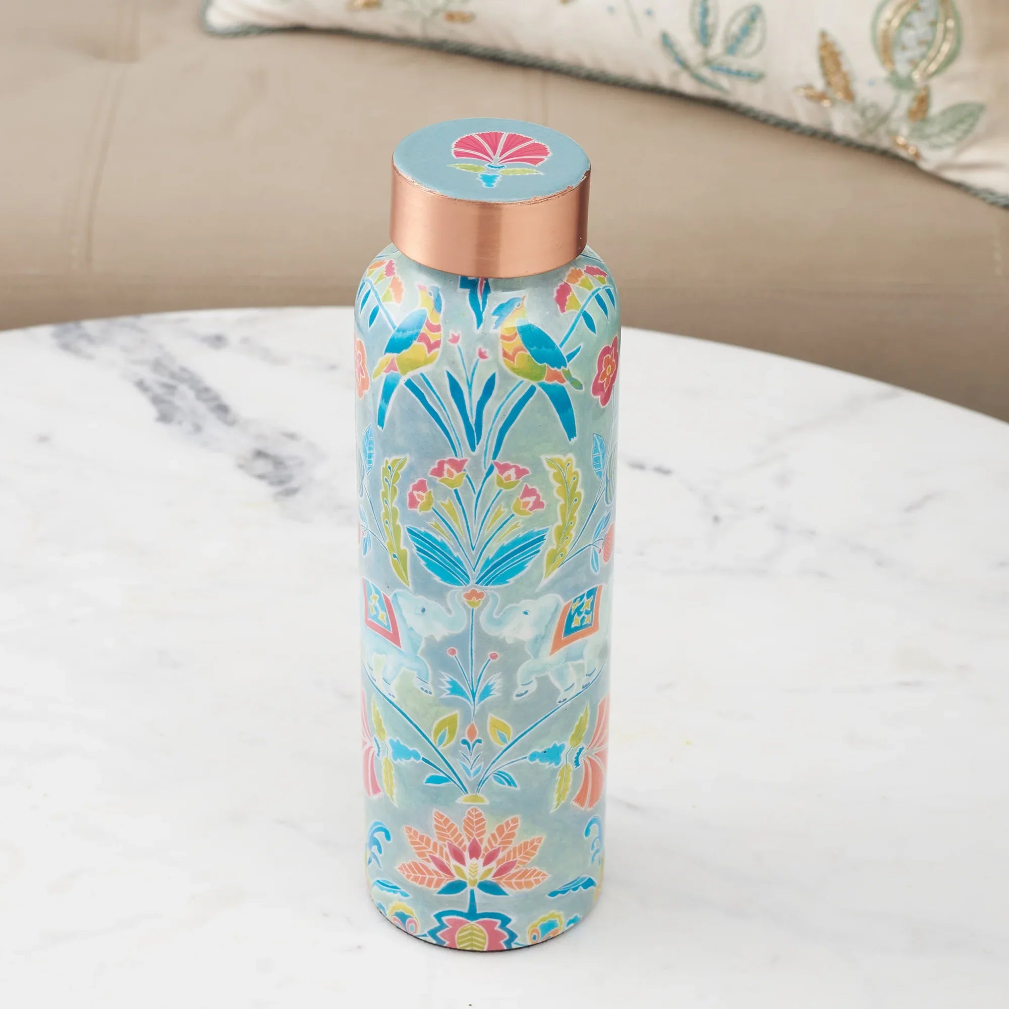 Anar Printed 1 Litre Copper Bottle Perfect Ayurvedic Copper Vessel For Sports, Fitness, Yoga - Natural Health Benefits in Multi Colour - HomeTown