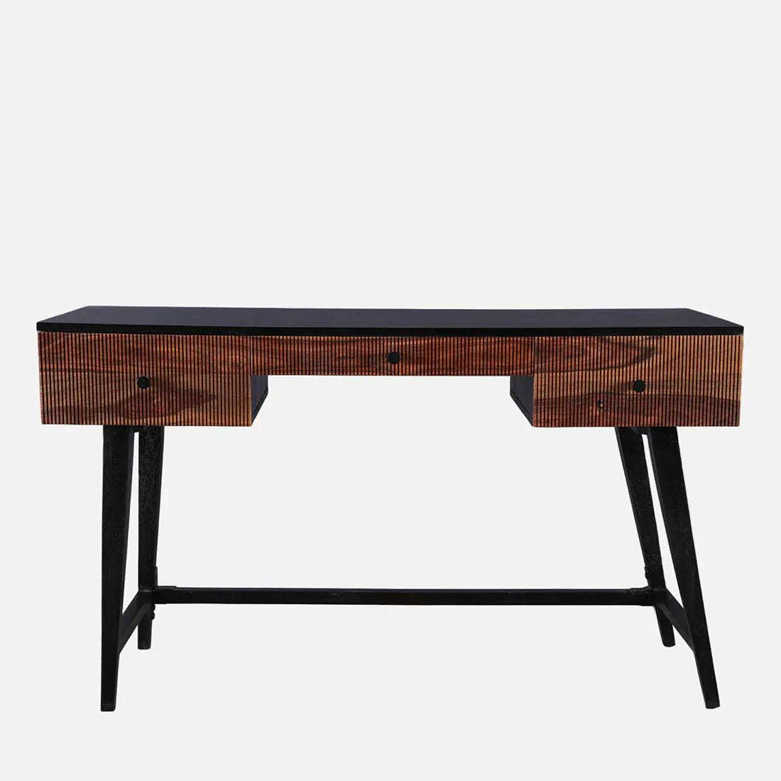Sven Sheesham Wood(Rosewood) Study Table in Natural Sheesham & Black Colour - HomeTown