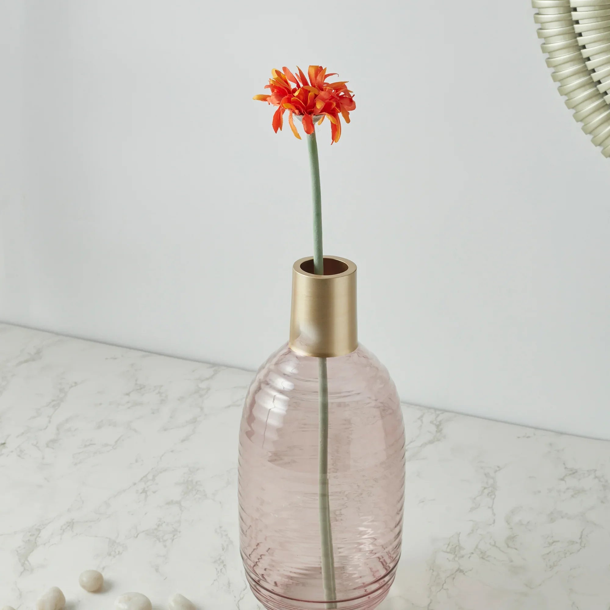 Crimson Gerbera Artificial Floral Stem 50Cm in Orange Colour - HomeTown