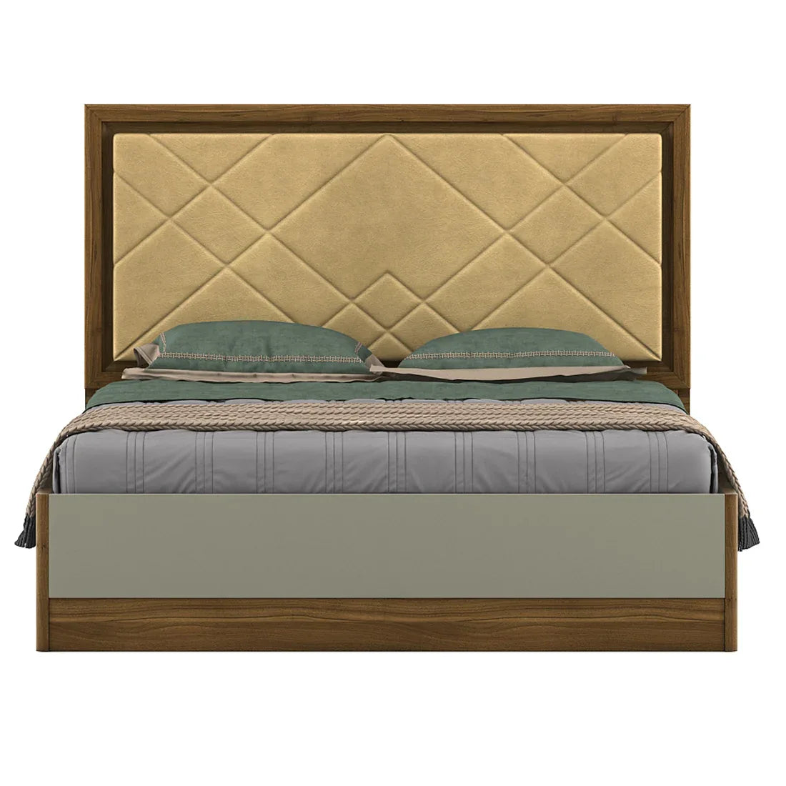 Petra Queen Bed With Box Storage in Walnut Colour - HomeTown
