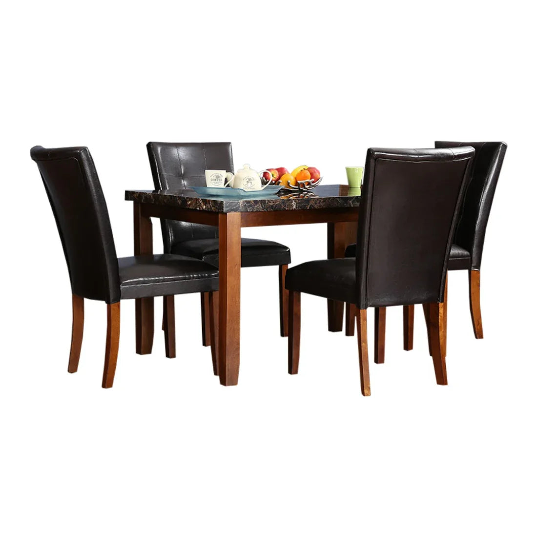 Eden Marble Finish Top 4 Seater Dining Set in Brown Colour - HomeTown