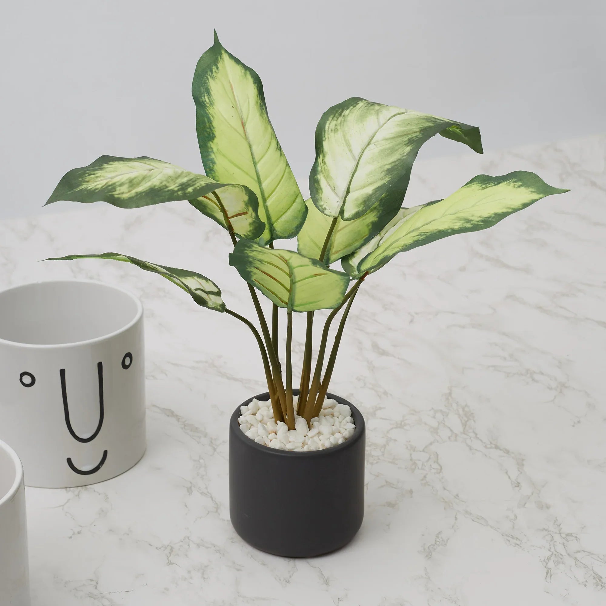 Ilana Faux Dieffenbachia Ceramic Potted Plant 42 Cm in Green Colour - HomeTown