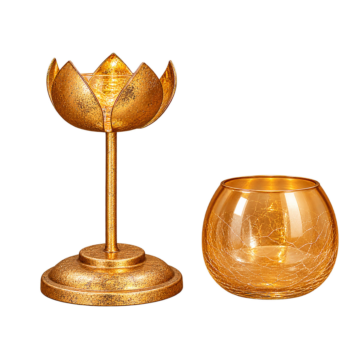 CGI Luxe Utsav Lotus Goblet S Tea Light Gold Finish | 9X9X21 cm