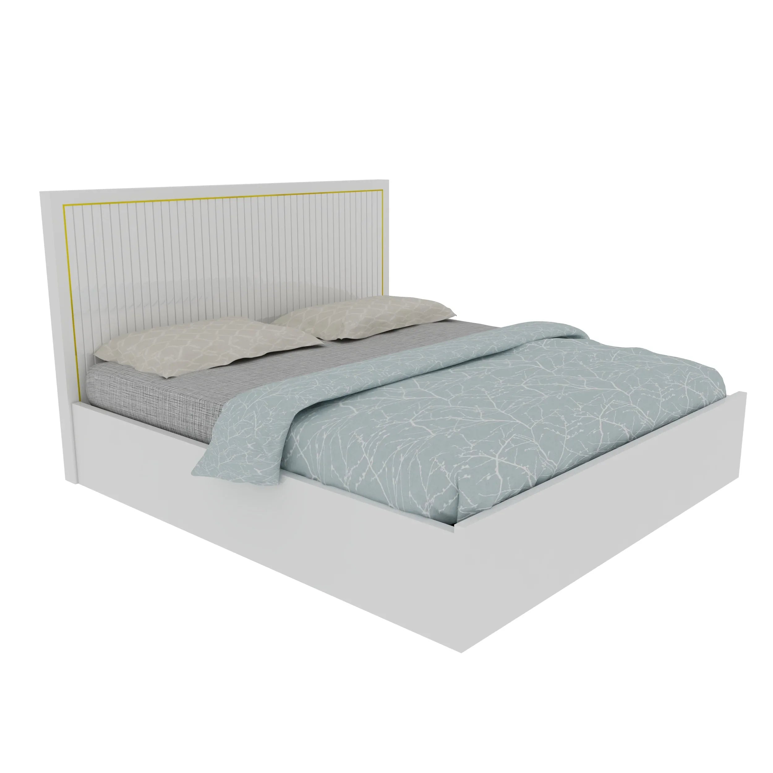 Minerva New King Bed With Hydraulic Storage in White Colour - HomeTown