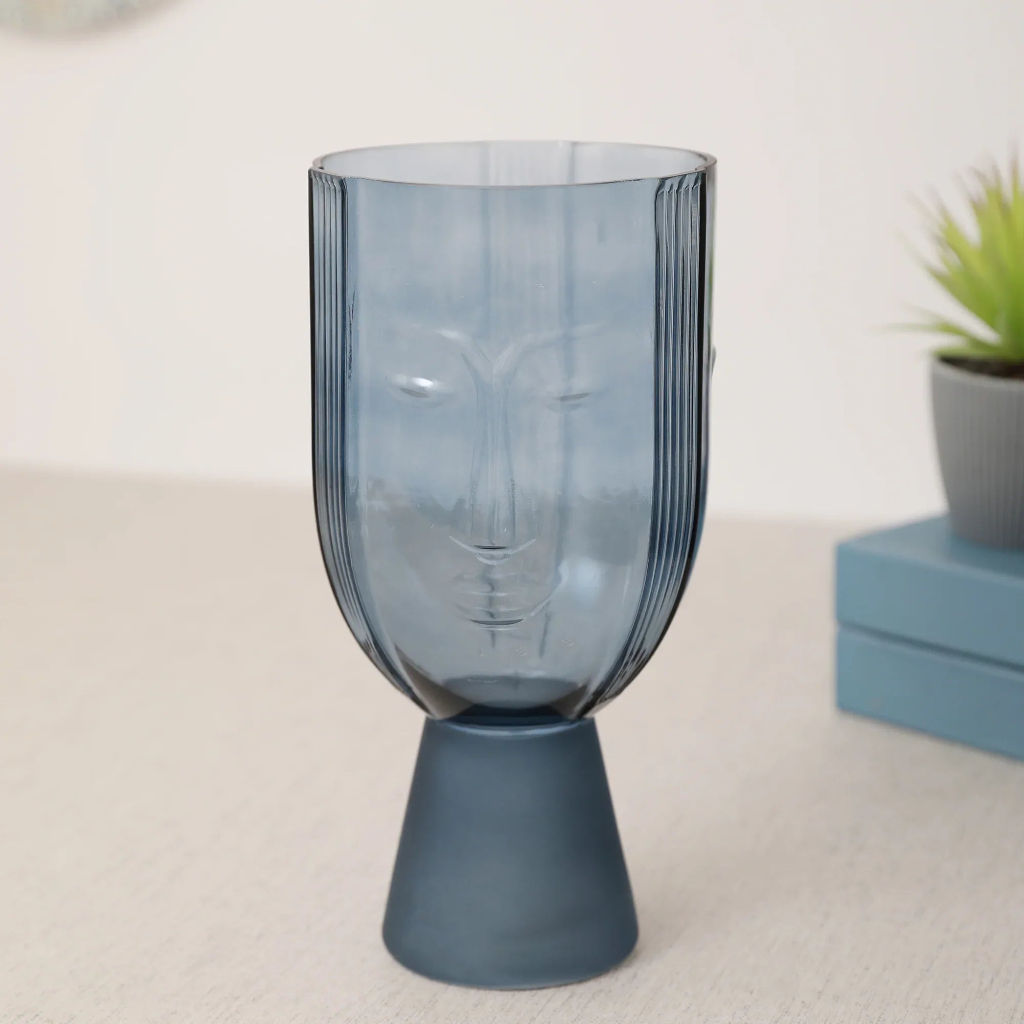 Monique Pop Glass Vase 30Cm in Aqua Colour - HomeTown