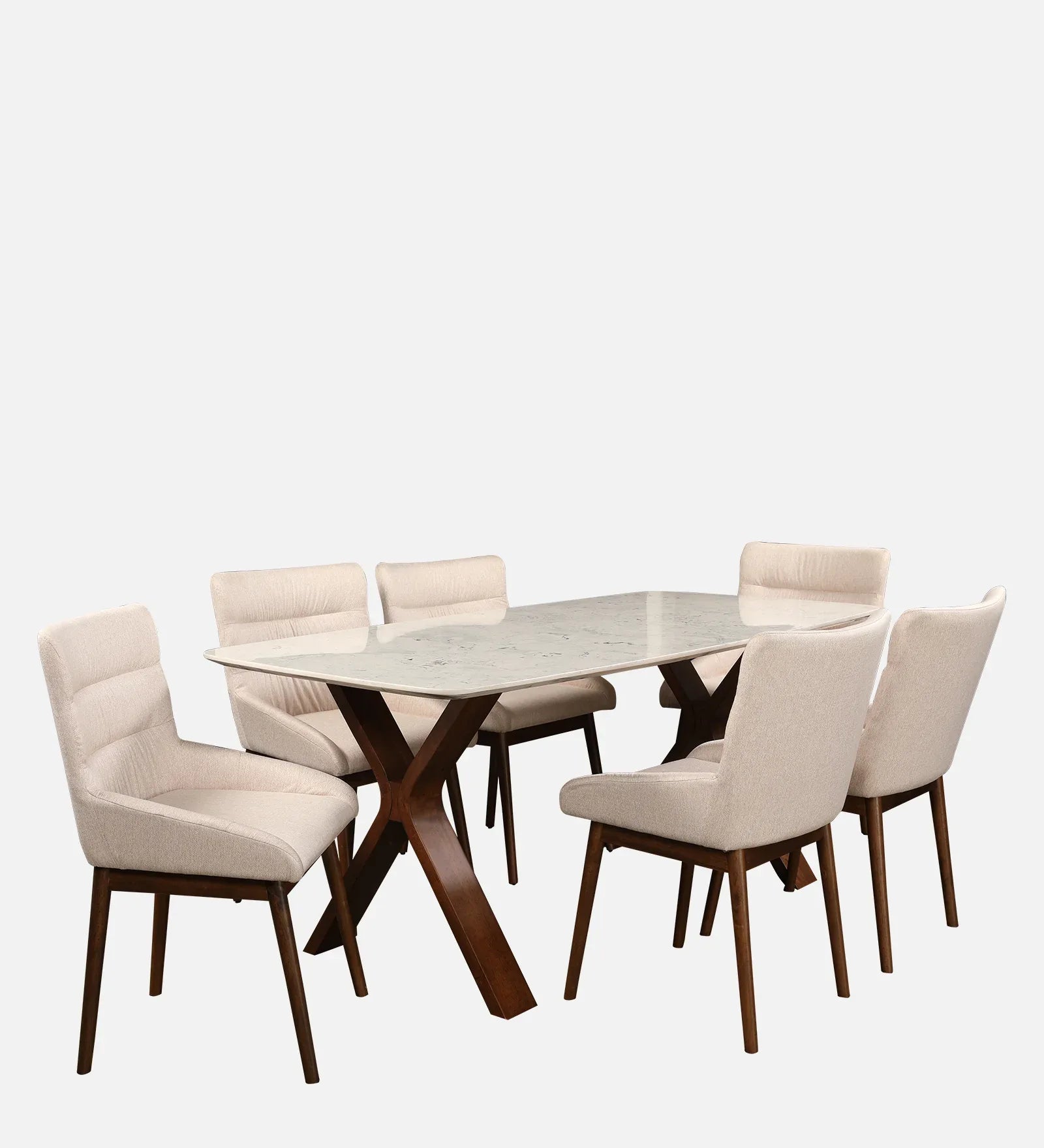 Sanddune Marble Top Six Seater Dining Set in Walnut Colour - HomeTown