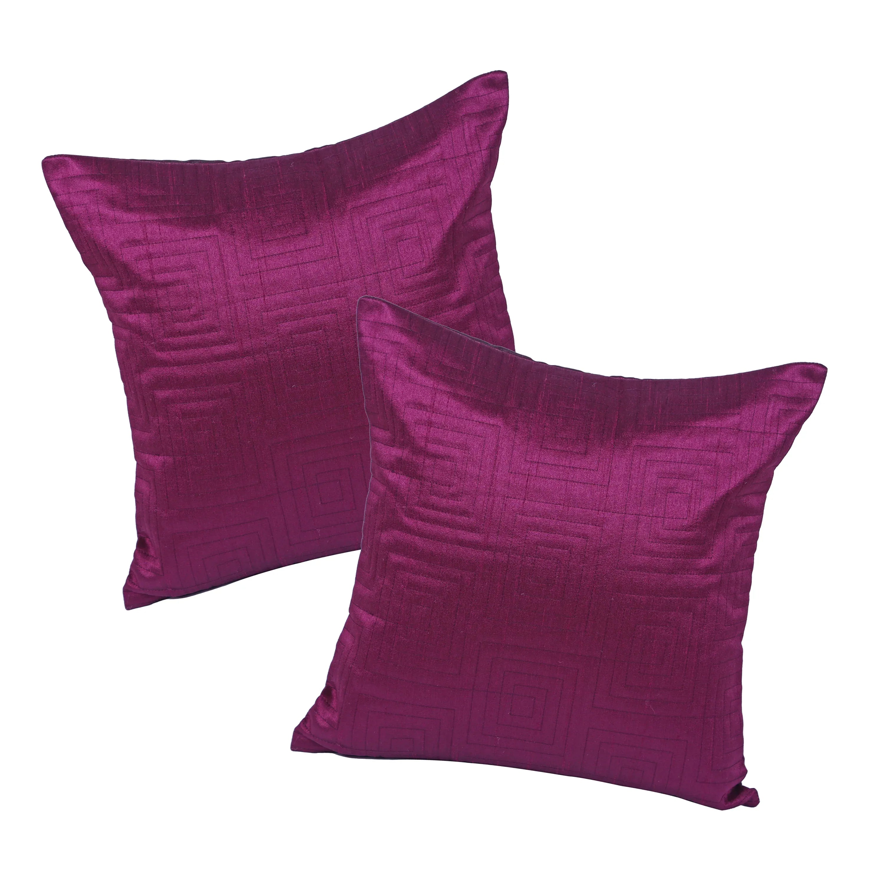 Carnival Quilted Set Of 2 Cushion Covers 40x40 Cm in Purple Colour - HomeTown