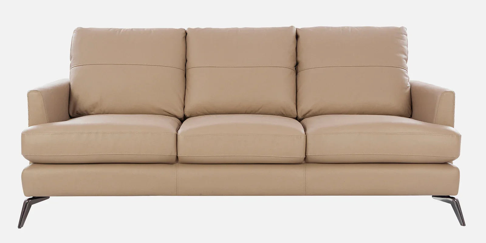 Soren Half Leather Three Seater Sofa in Mushroom Colour - HomeTown
