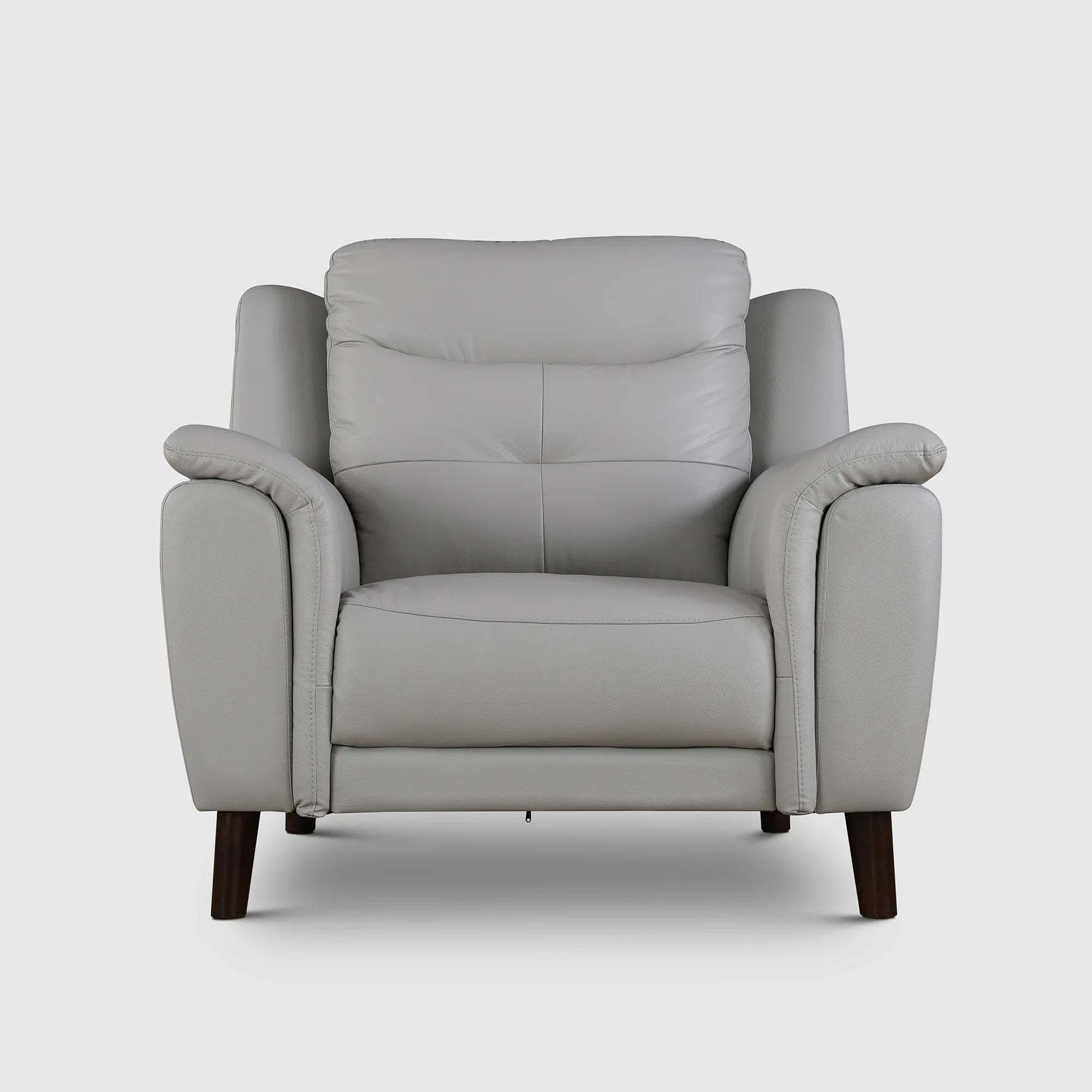 Alexa Half Leather Single Seater Sofa in Light Grey Colour