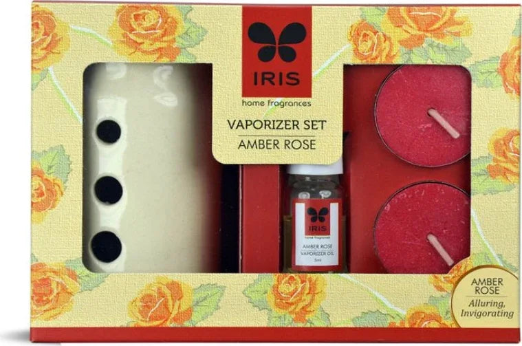 Vapourizer Set Ceramic 5Ml With 2 Tealights in Amber Rose Colour - HomeTown