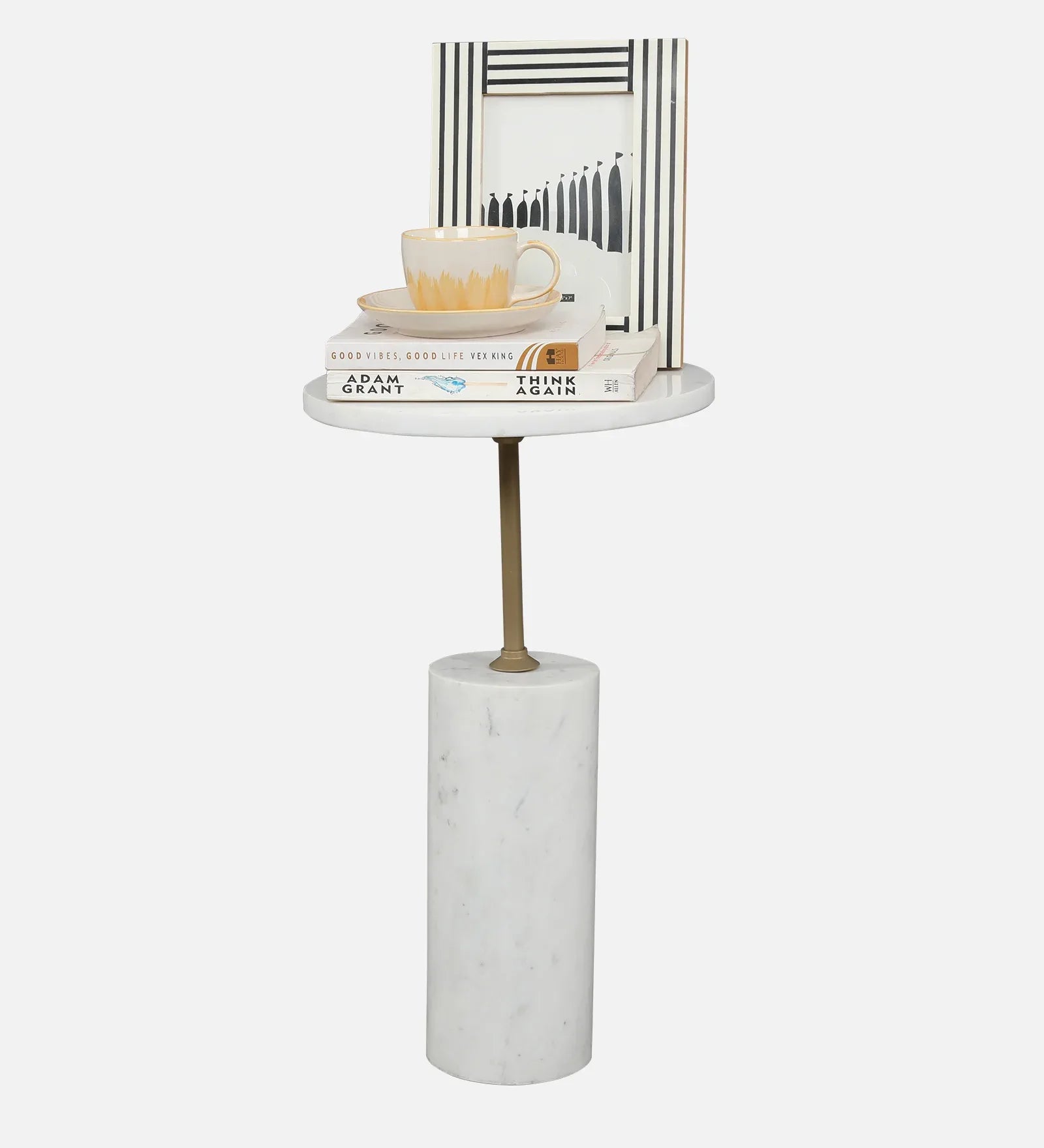 Mateo Marble Top Side Table in White Colour - HomeTown