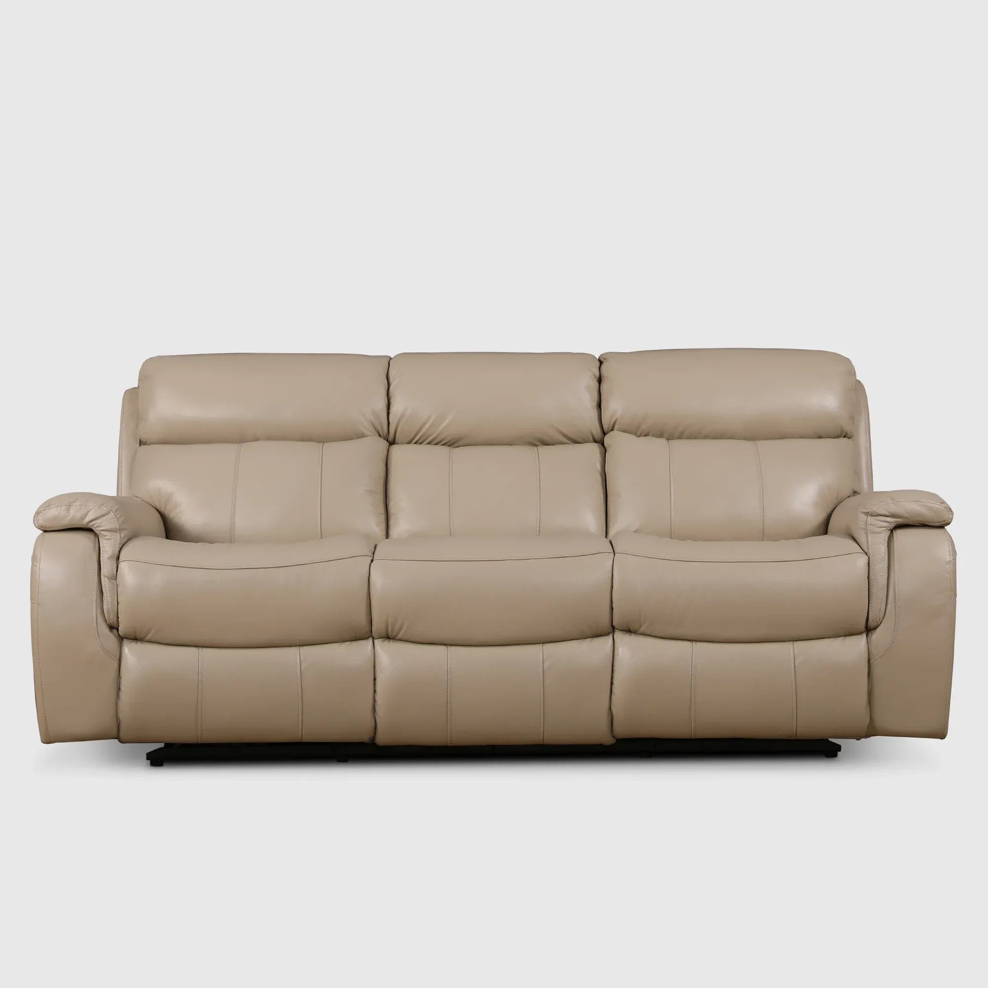 Plush Half Leather Three Seater Single Electric Recliner with Motion - HomeTown