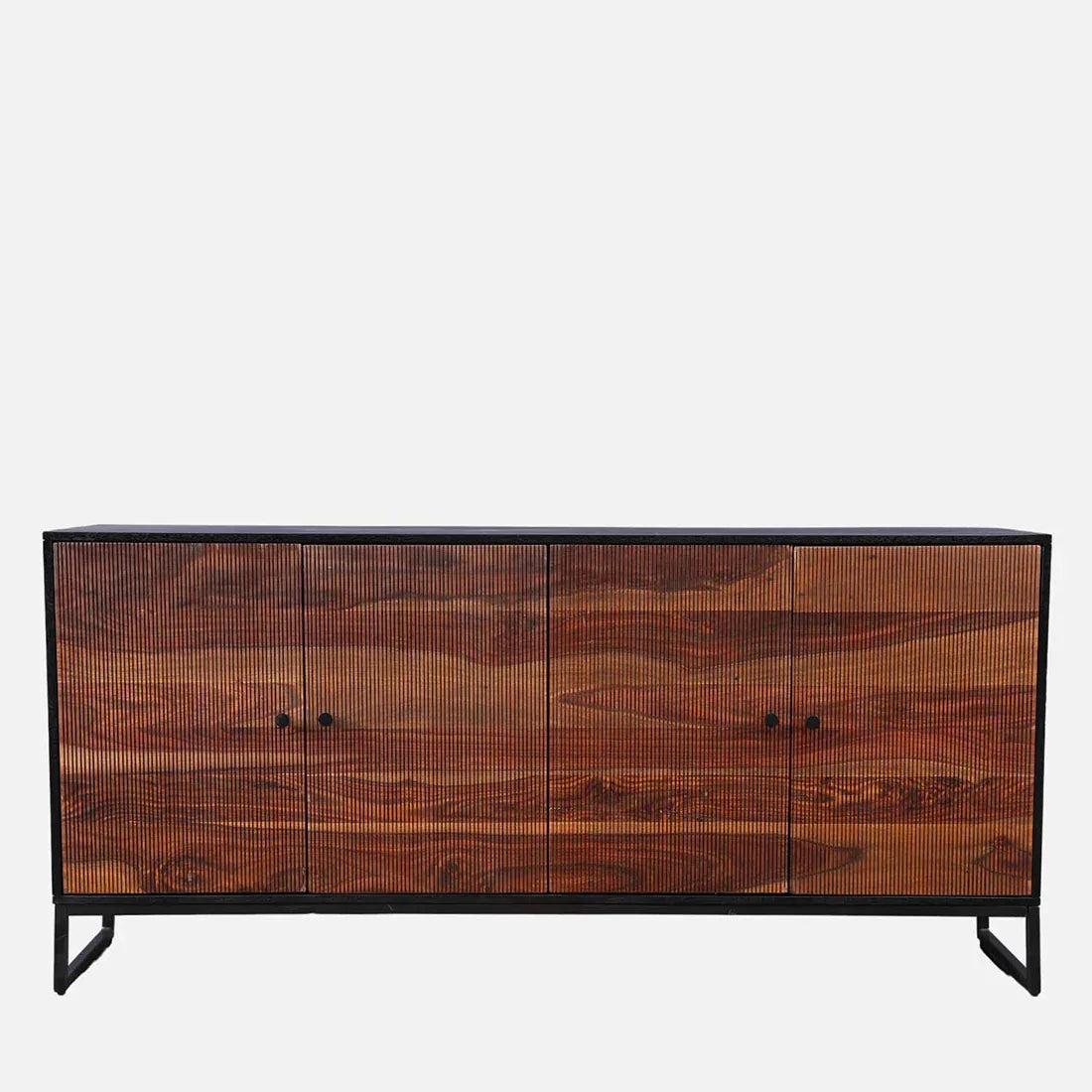 Sven Sheesham Wood(Rosewood) Sideboard in Natural Sheesham & Black Colour - HomeTown