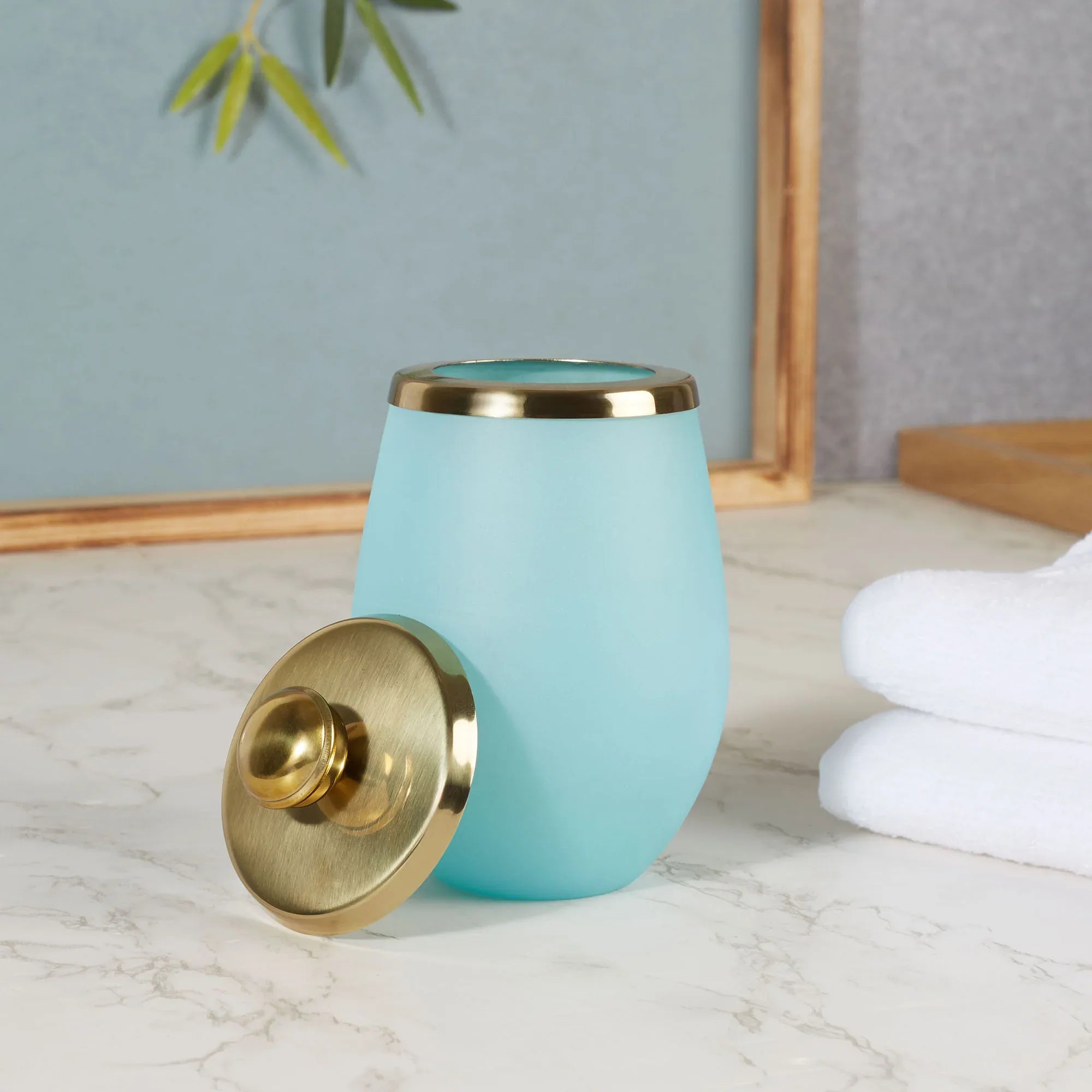 Emilia Glass Frosted Colored Tumbler in Turq Colour - HomeTown