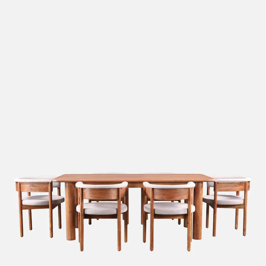 Haruki Acacia Wood Six Seater Dining Set in Teak Colour - HomeTown