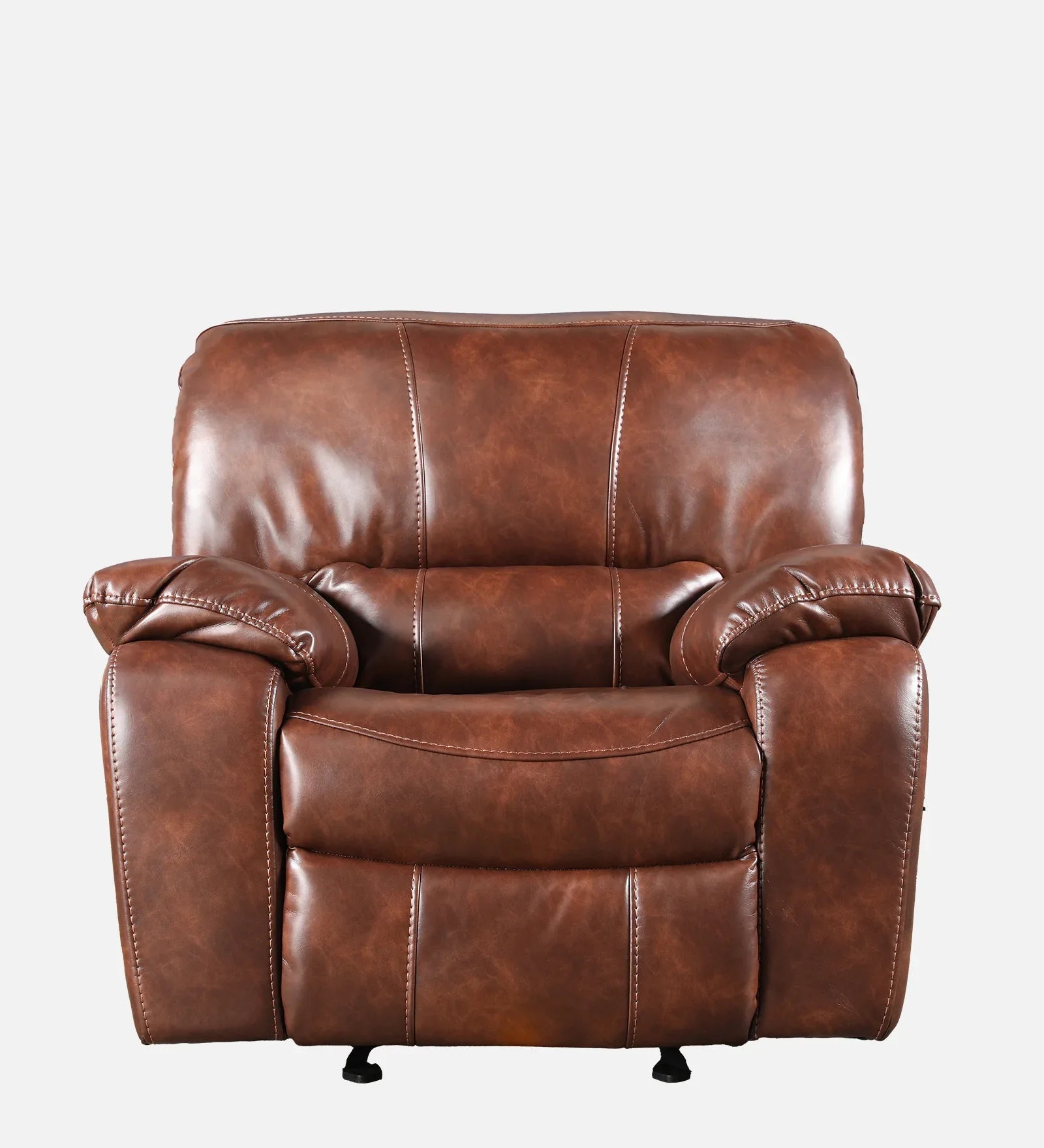 Urbano Leather Fabric Single Seater Recliner in Brown Colour - HomeTown