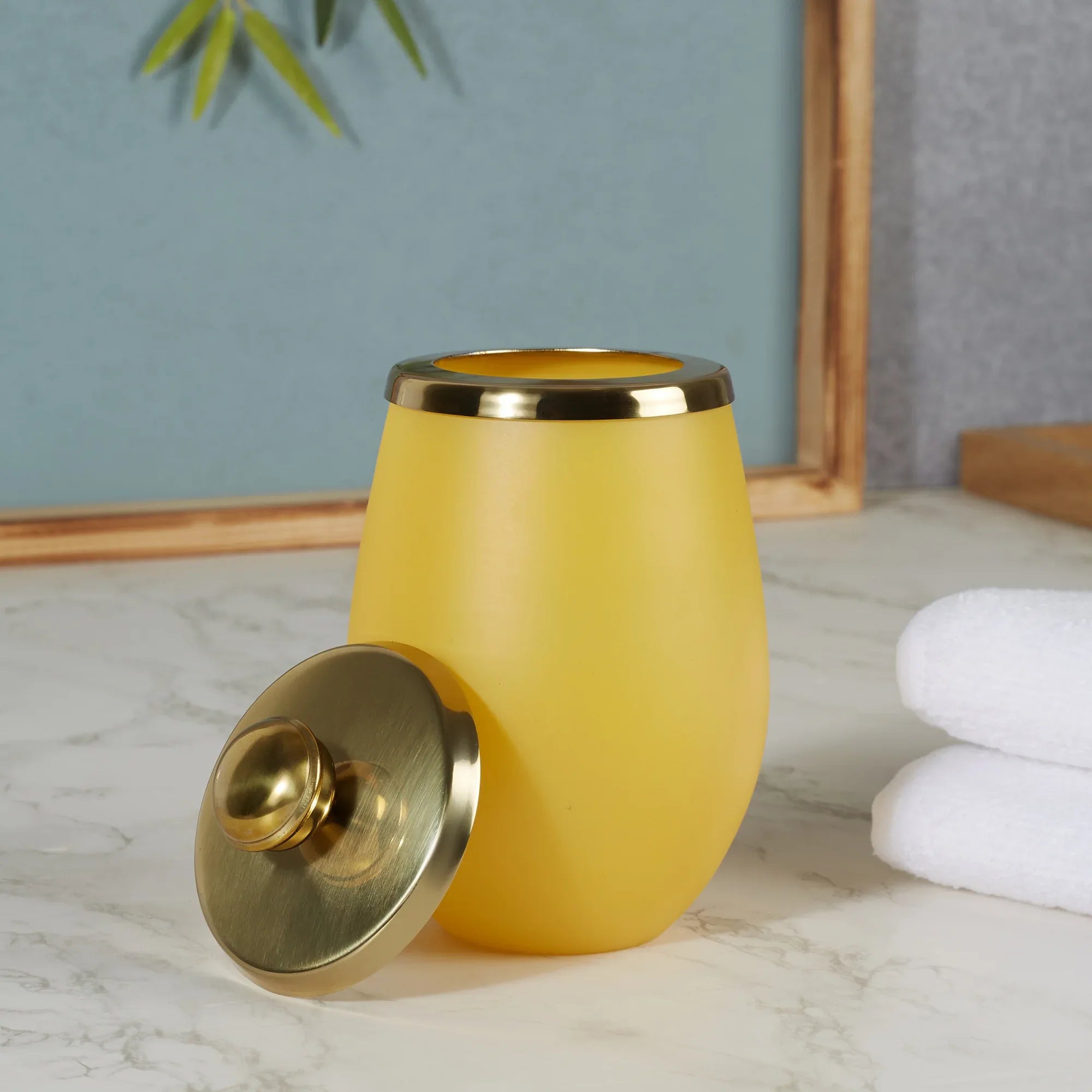 Emilia Glass Frosted Colored Tumbler in Yellow Colour - HomeTown