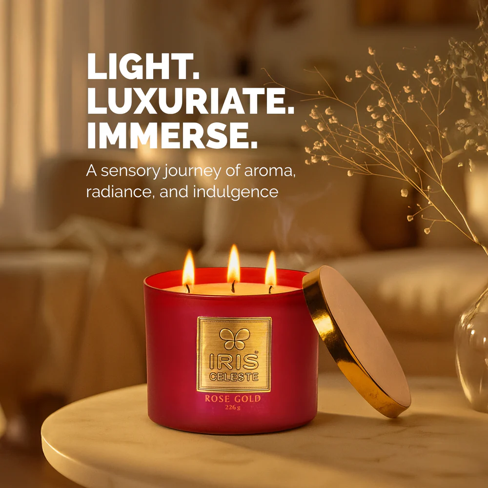 IRIS CELESTE  3 WICK CANDLE ICAC09014RG