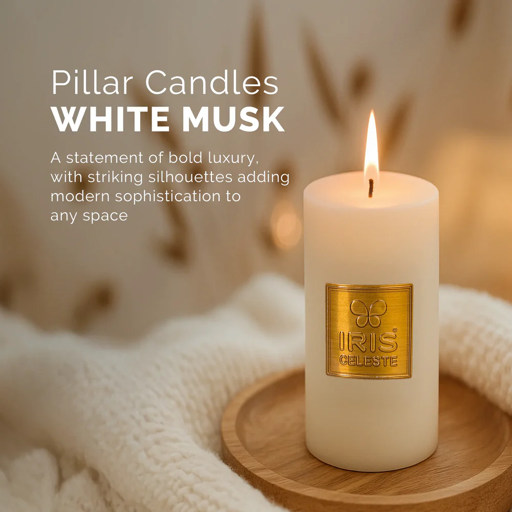IRIS CELESTE  PILLAR CANDLE  ICAC09013WM