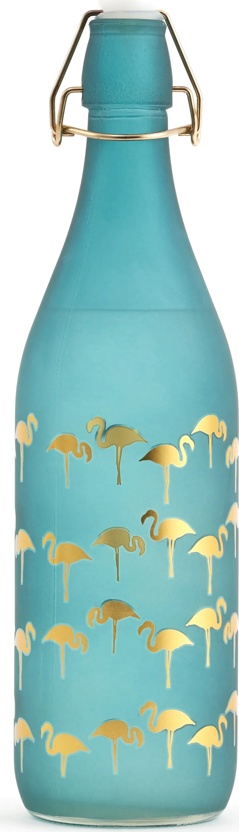 Bahamas Glass Teal Frosted Gold Bottle 1L in Teal Colour - HomeTown