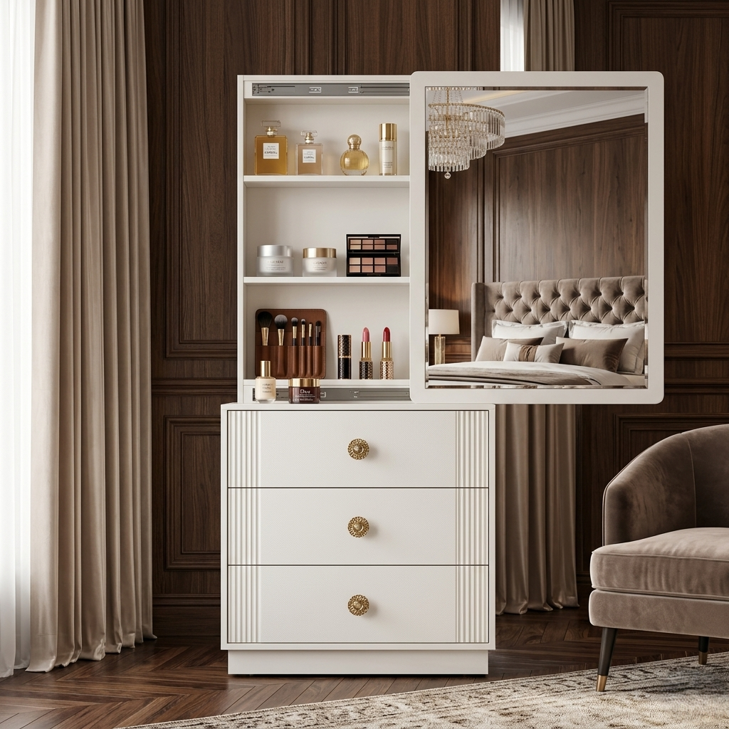 Snowcrest Dresser with Sliding Mirror