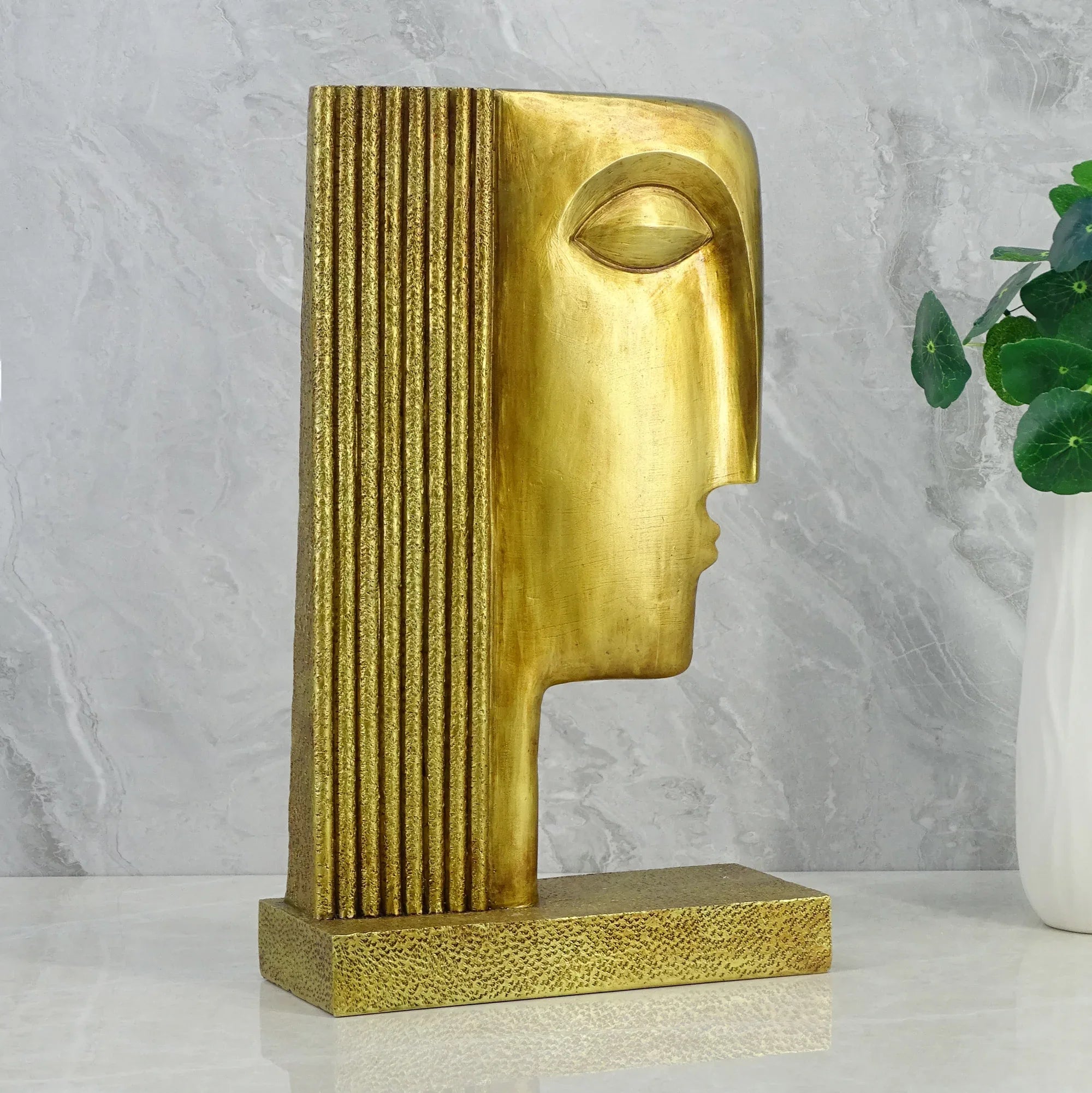 Willow Polyresin Egyptian Lady Face 35Cm in Gold Colour - HomeTown