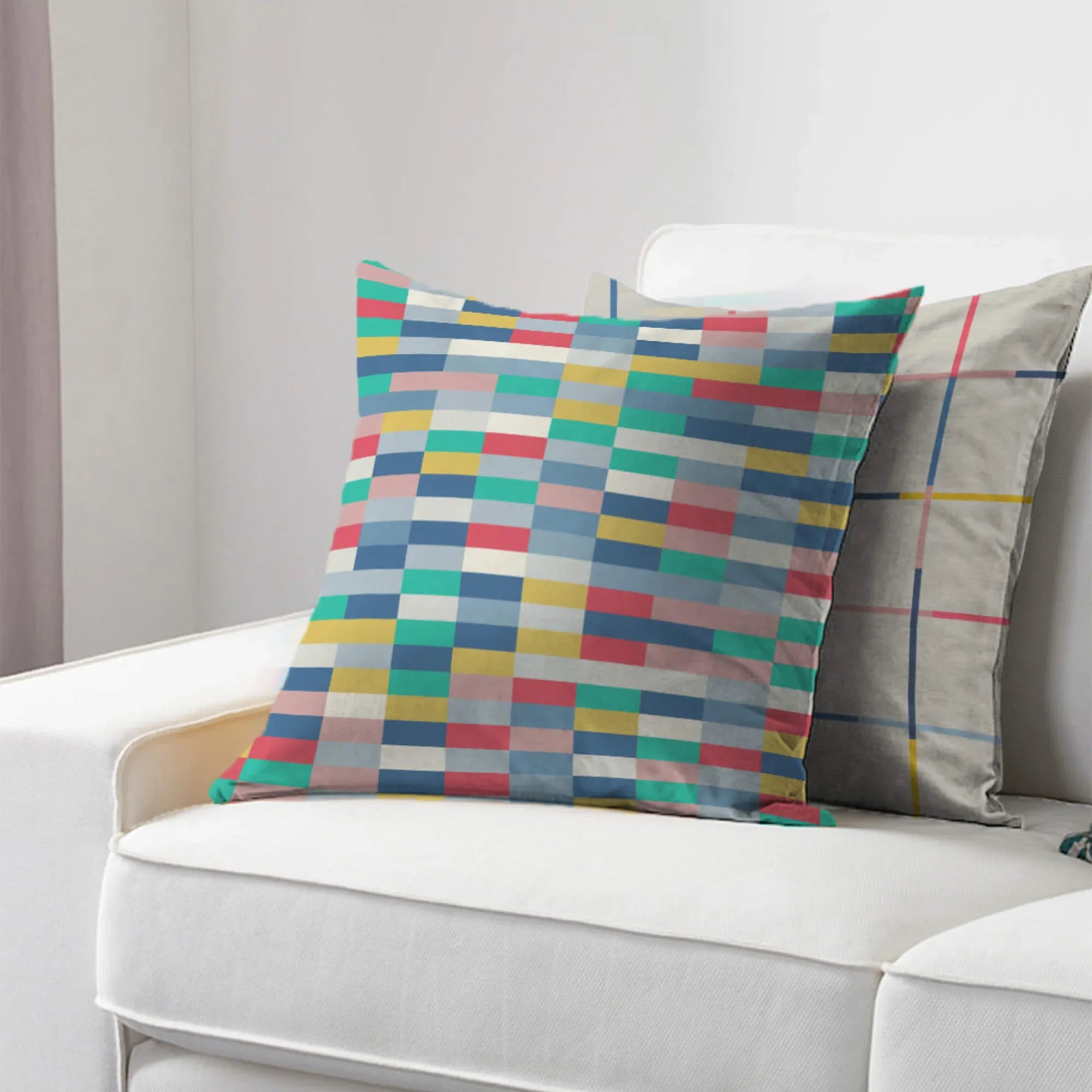 Pop Modern Reversible Brick Digital Cushion Cover 40x40 Cm in Multi Colour - HomeTown