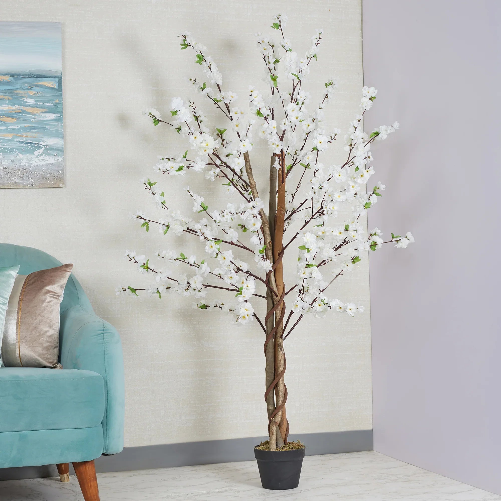 Ilana Artificial Peach Blossom Potted Tree 160Cm in White Colour - HomeTown