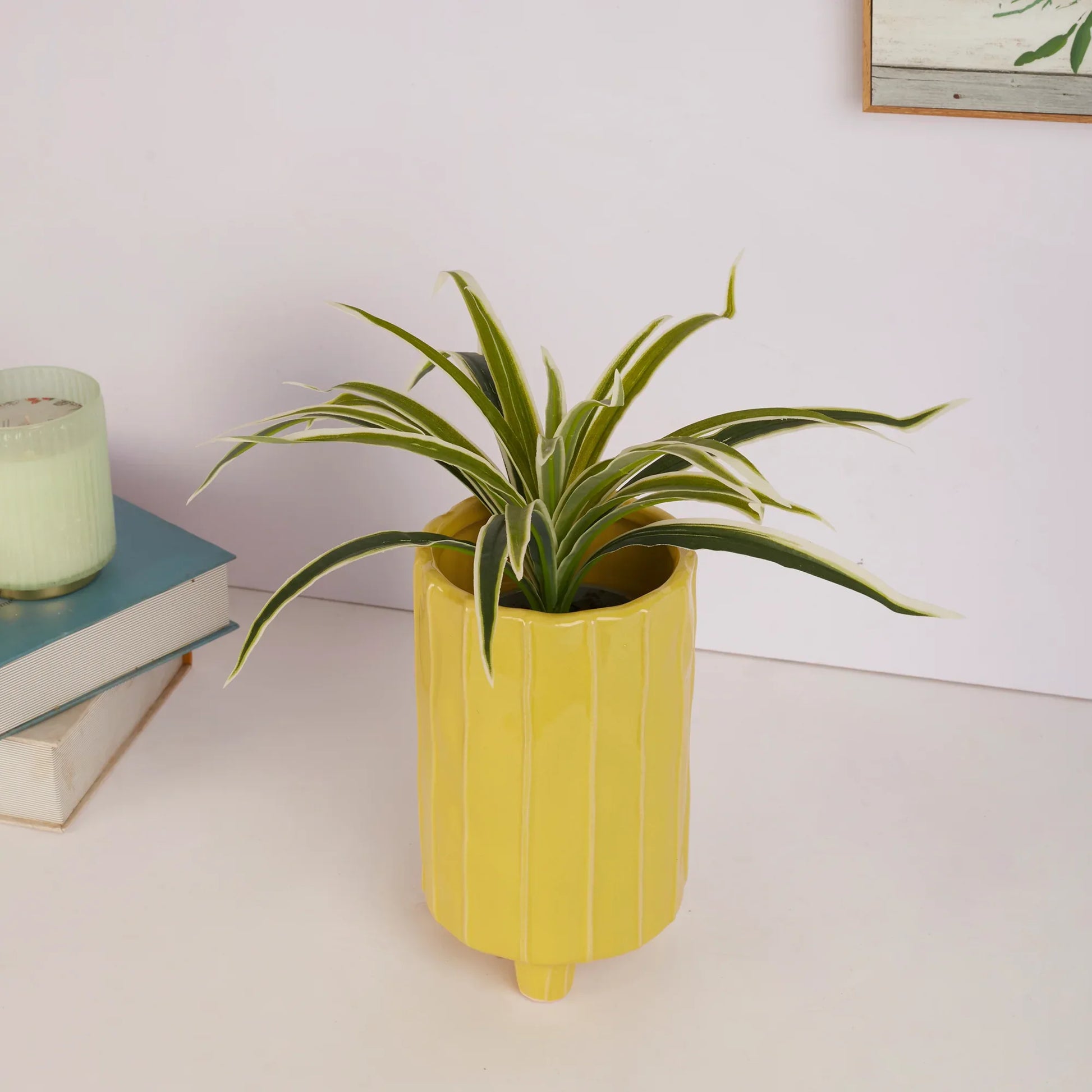 Alura Tropical Glossy Ceramic Planter 22Cm in Apple Green Colour - HomeTown