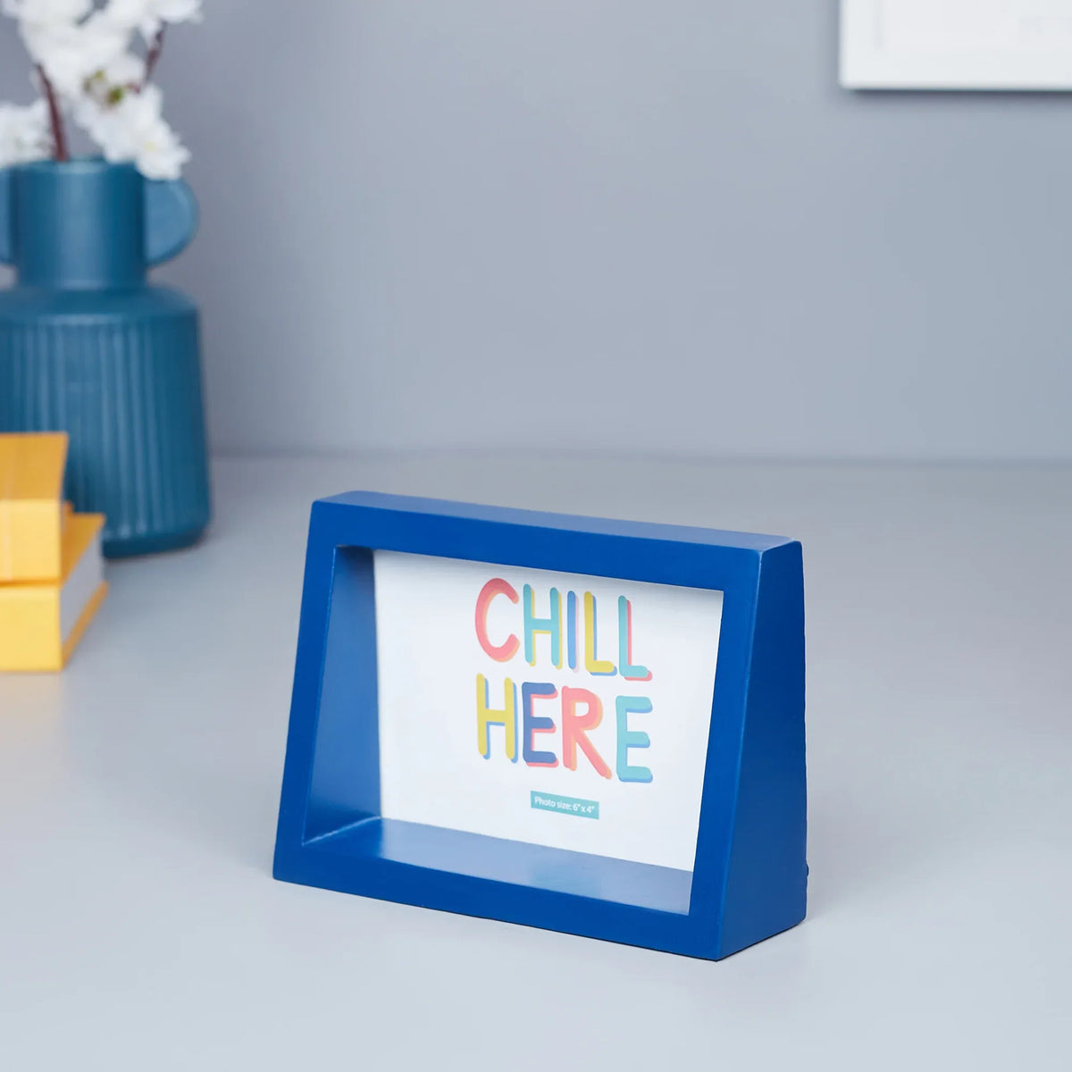 Venice Wood, MDF and Glass Triangular Photoframe 6x4 Inch in Indigo Colour - HomeTown