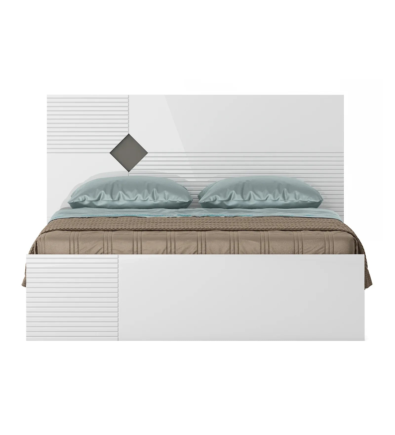 Gwen Queen Bed With Box Storage in White & Denim Colour - HomeTown
