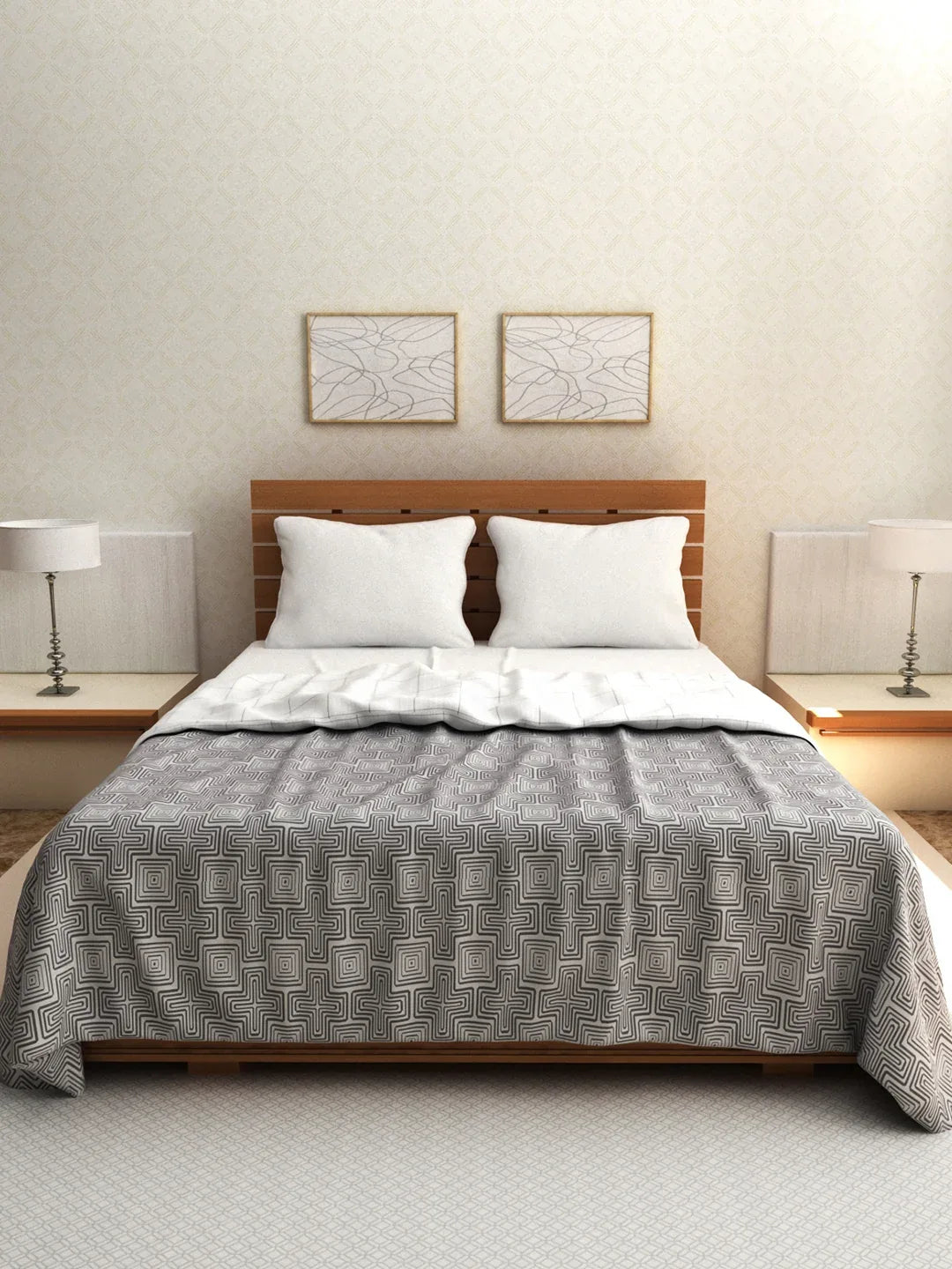 Amour Polycotton Double Dohar in Charcoal Colour - HomeTown