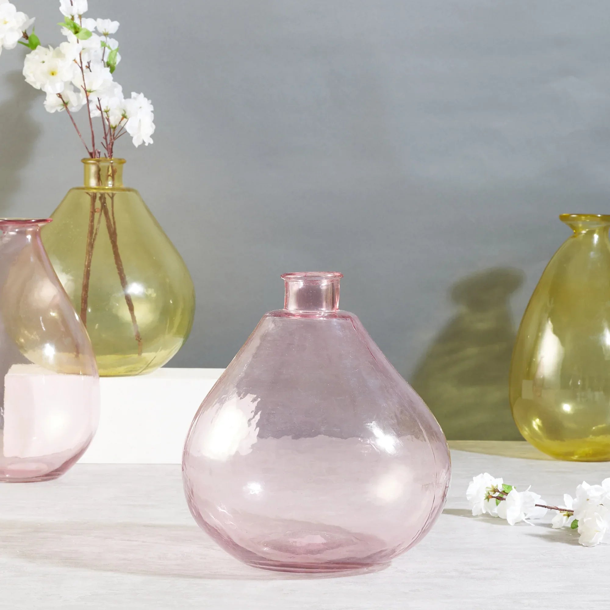 Phiona Glass Modern Organic Shapped Handcrafted Vase 32 Cm in Blush Colour - HomeTown