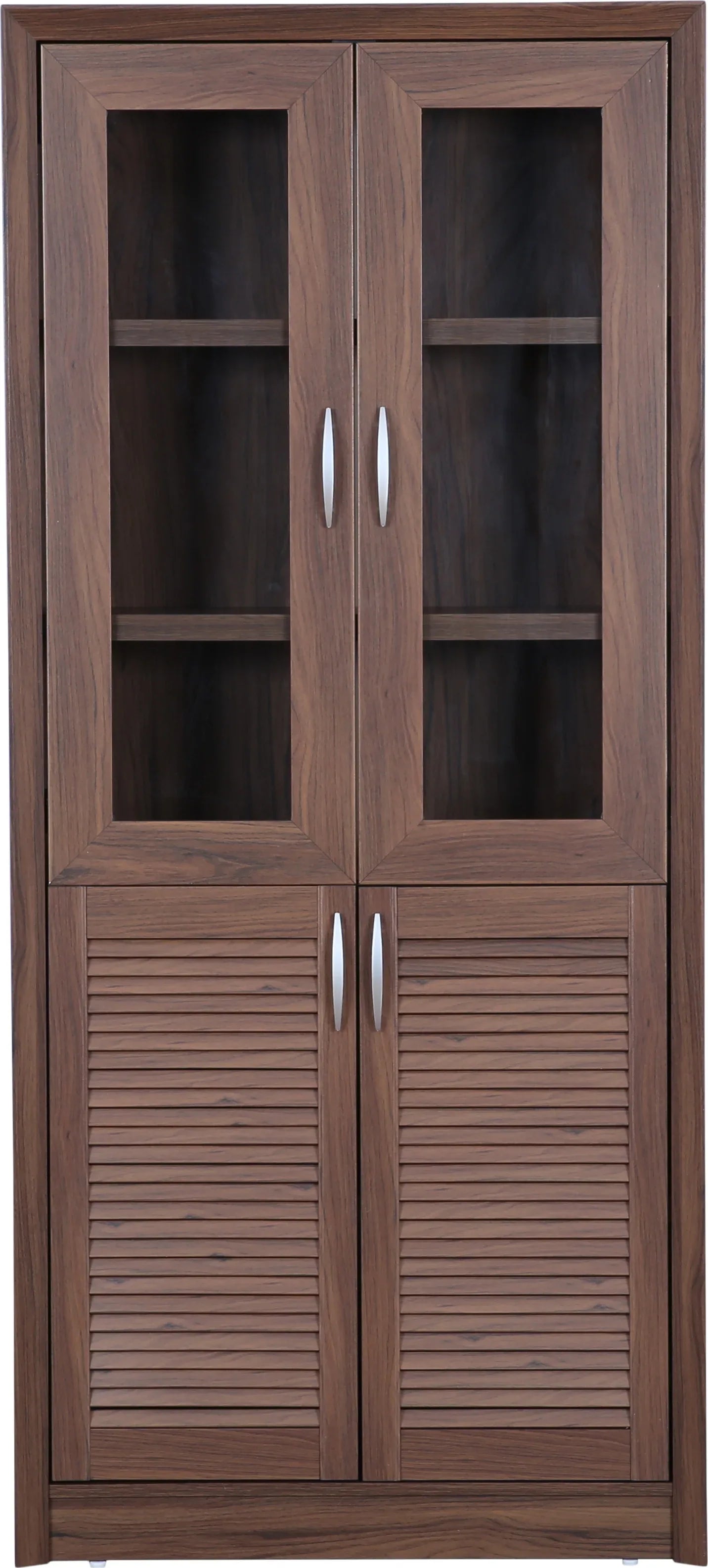Stark Engineered Wood 4 door Book Case in Walnut Colour - HomeTown