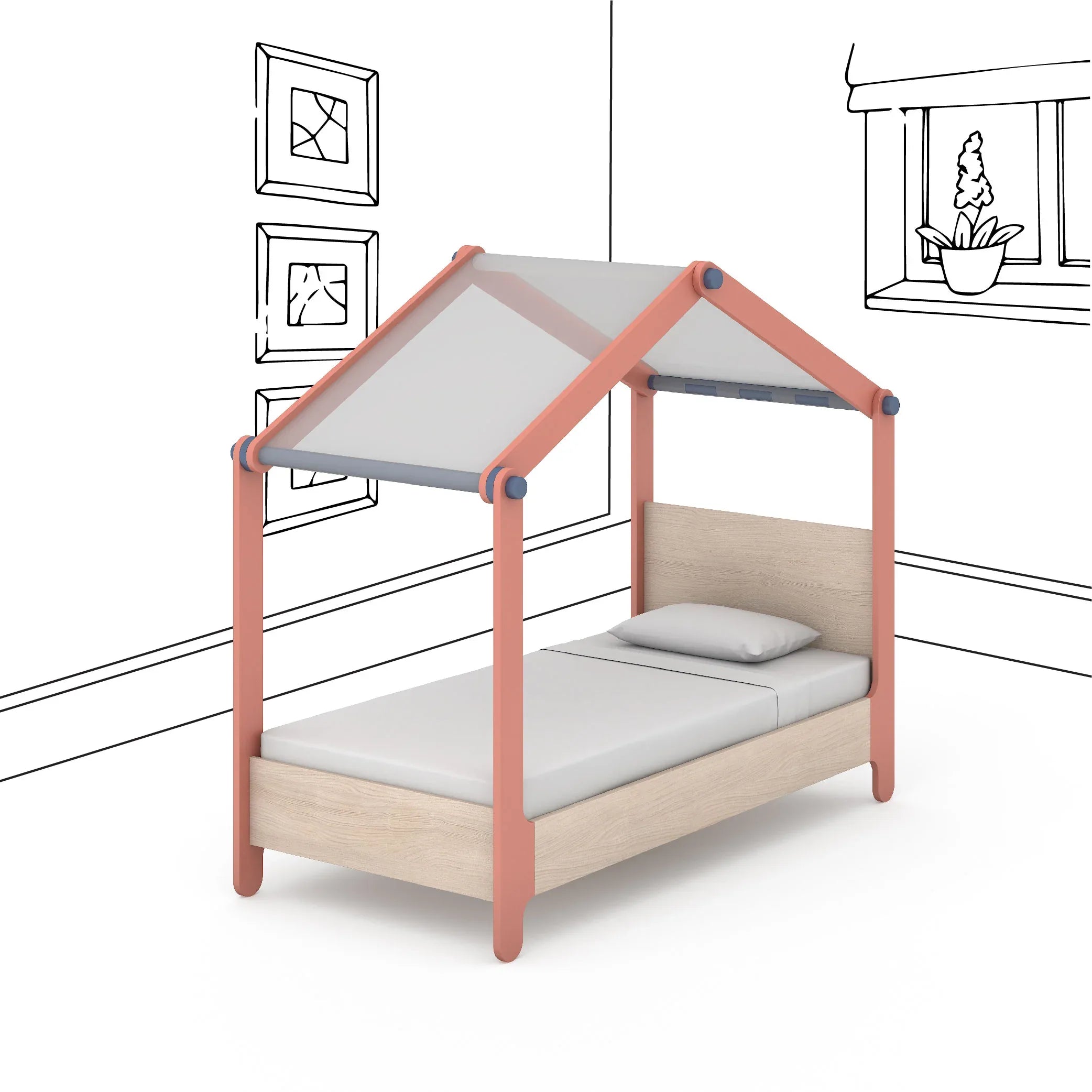 Dreamliner Tent Bed in Coral Paradise Colour - HomeTown