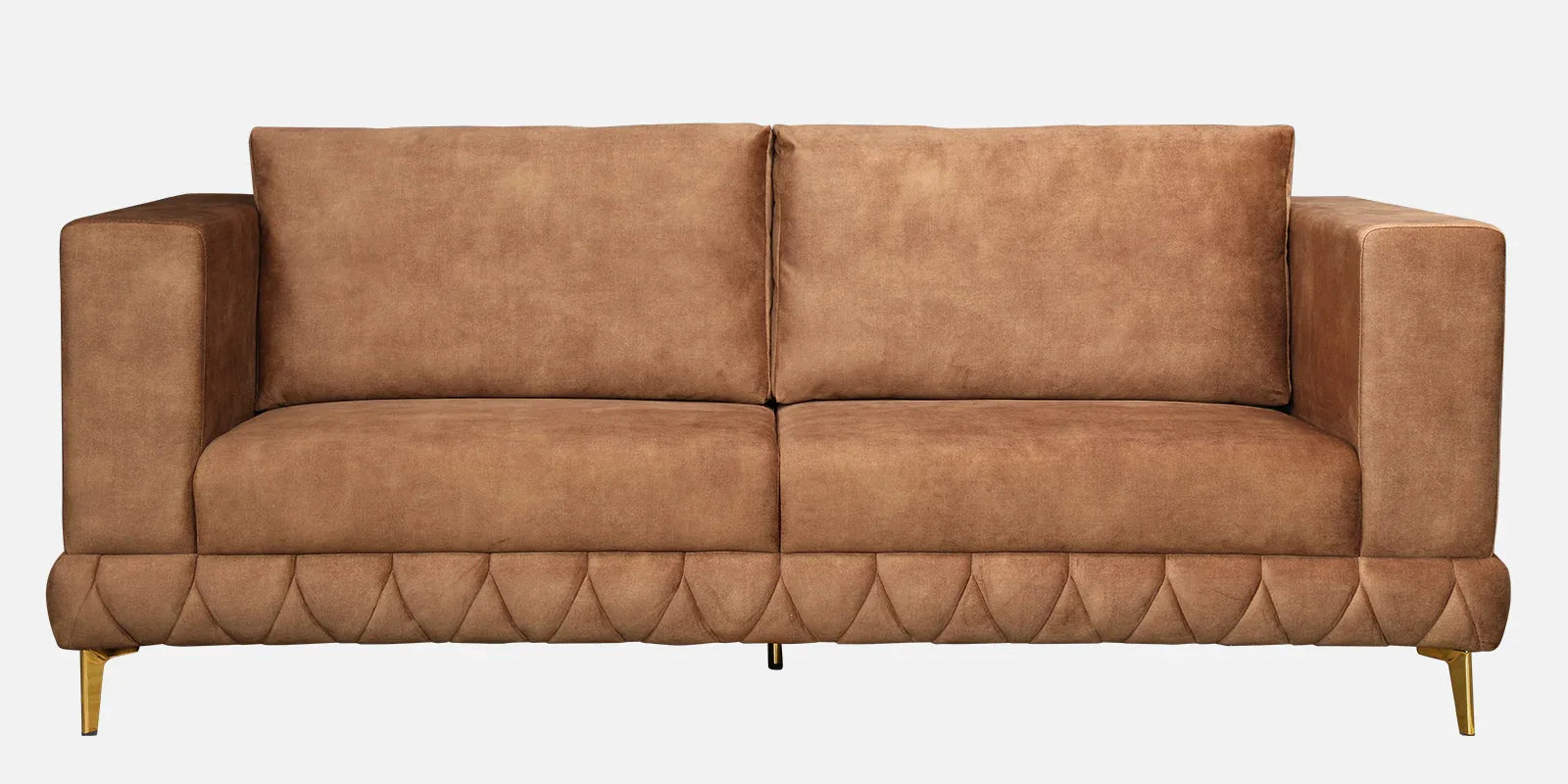 Plume Velvet Fabric Three Seater Sofa in Brown Colour - HomeTown