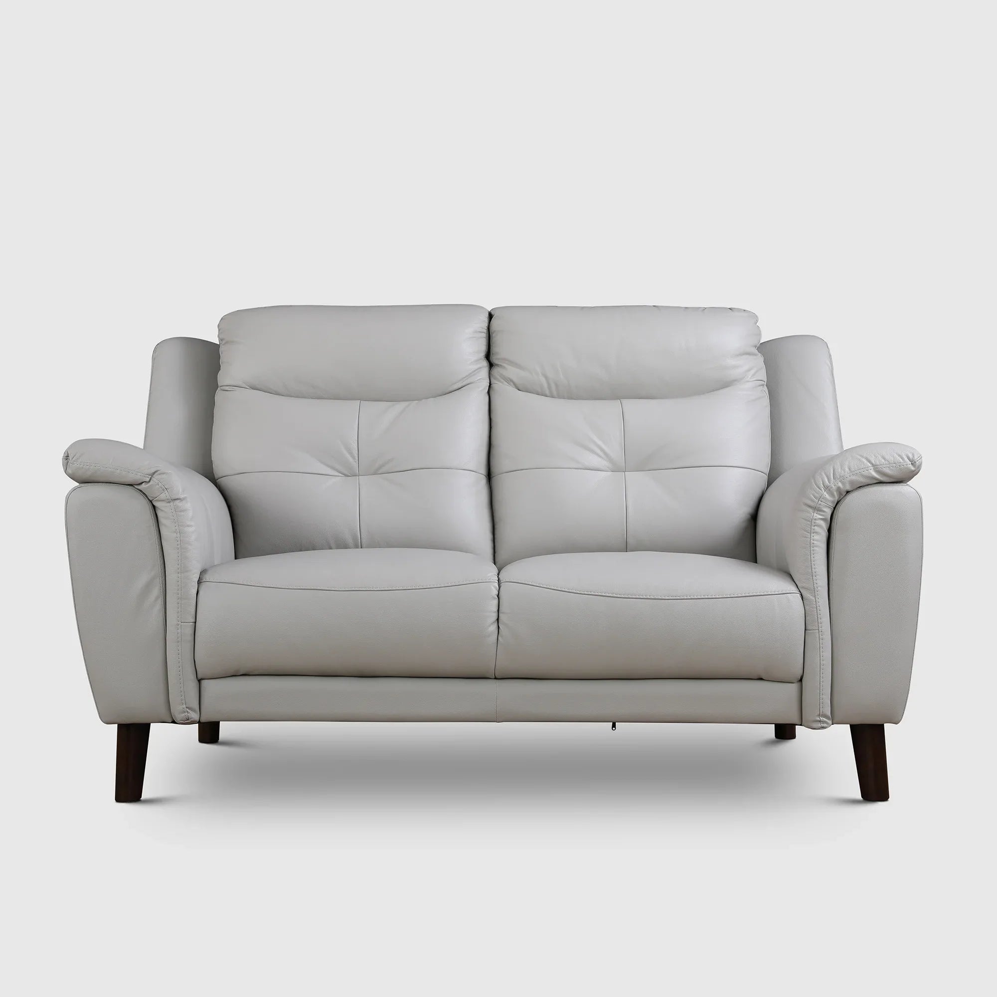 Alexa Half Leather Two Seater Sofa in Light Grey Colour - HomeTown
