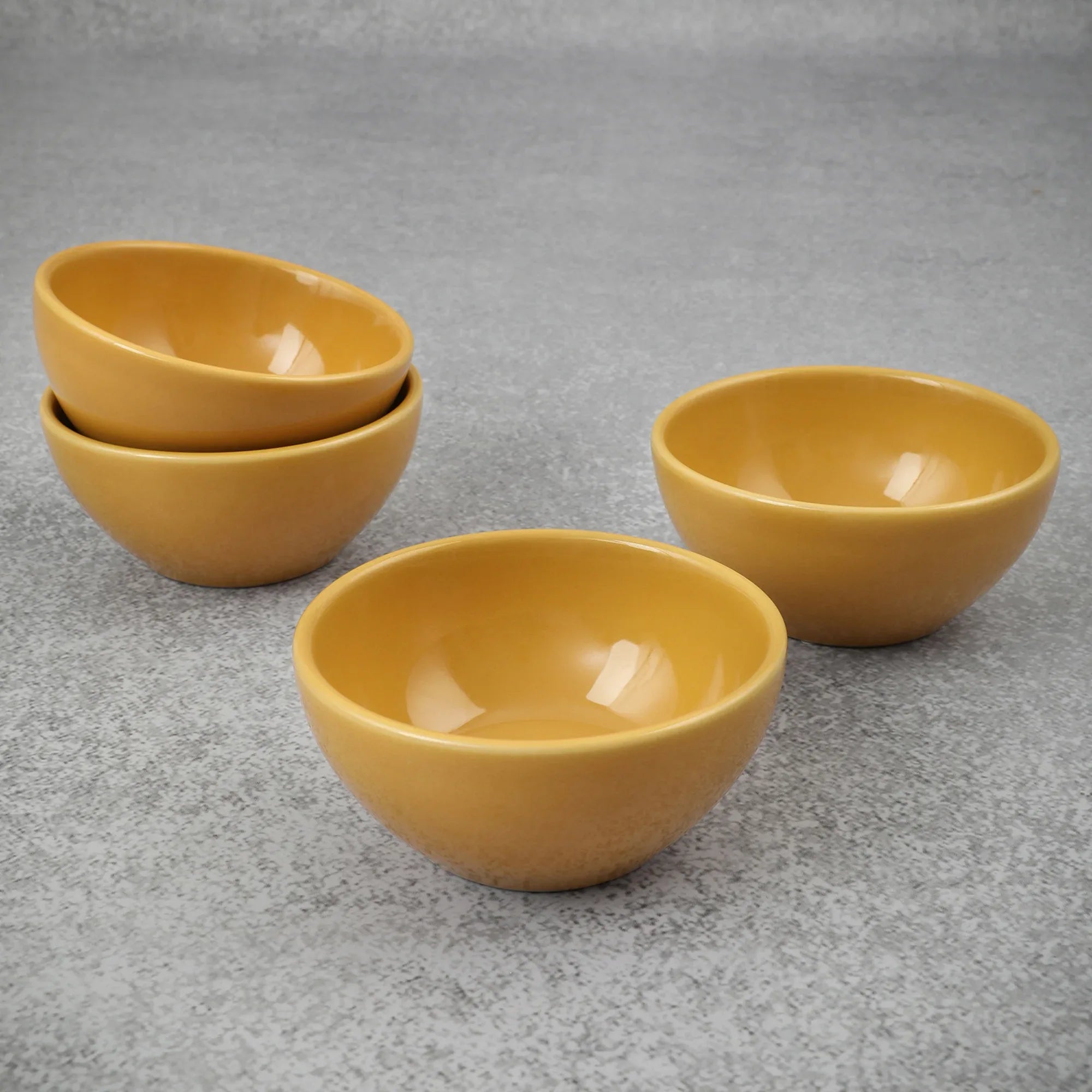 Palette Ceramic 4 Inch Curry Bowl 4 Pcs in Yellow Colour - HomeTown