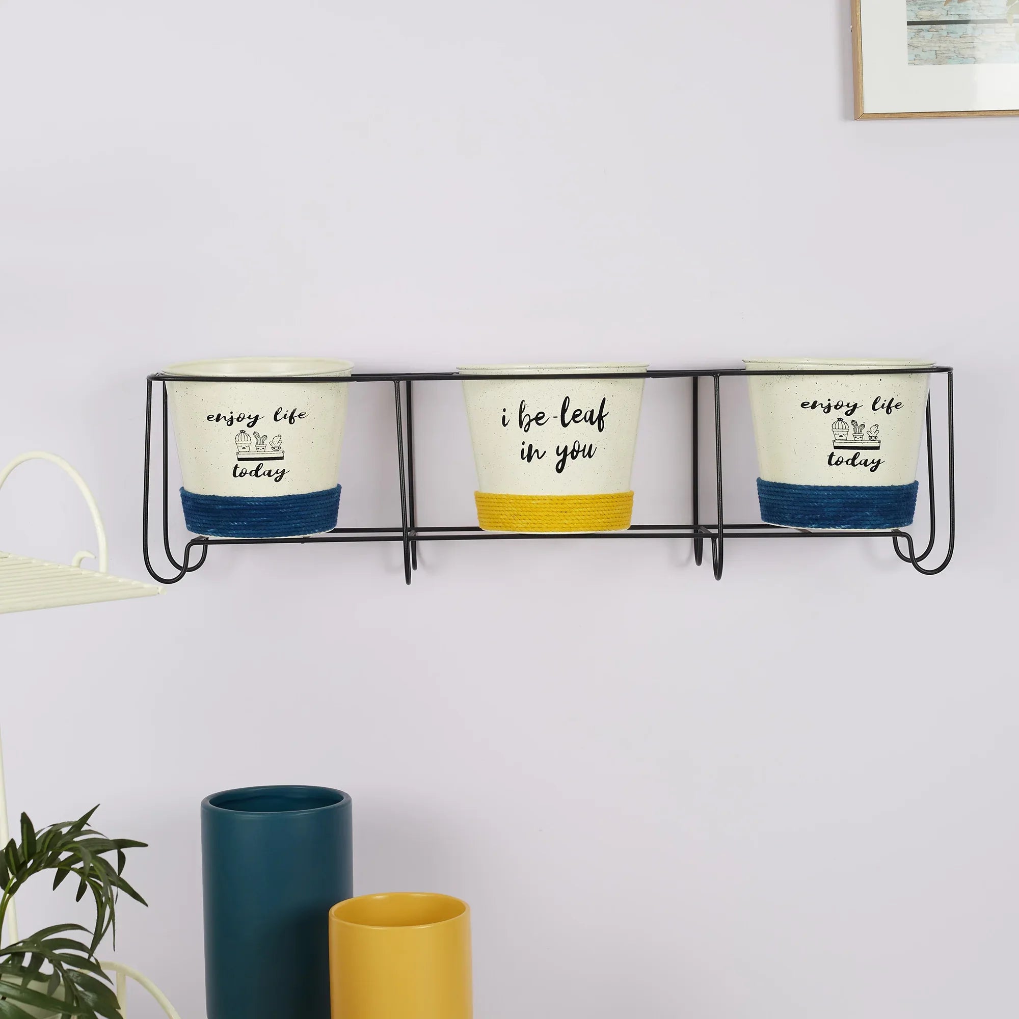 Pep Pop Metal Funky Quote Wall Planter 67X18Cm in Multi Colour - HomeTown